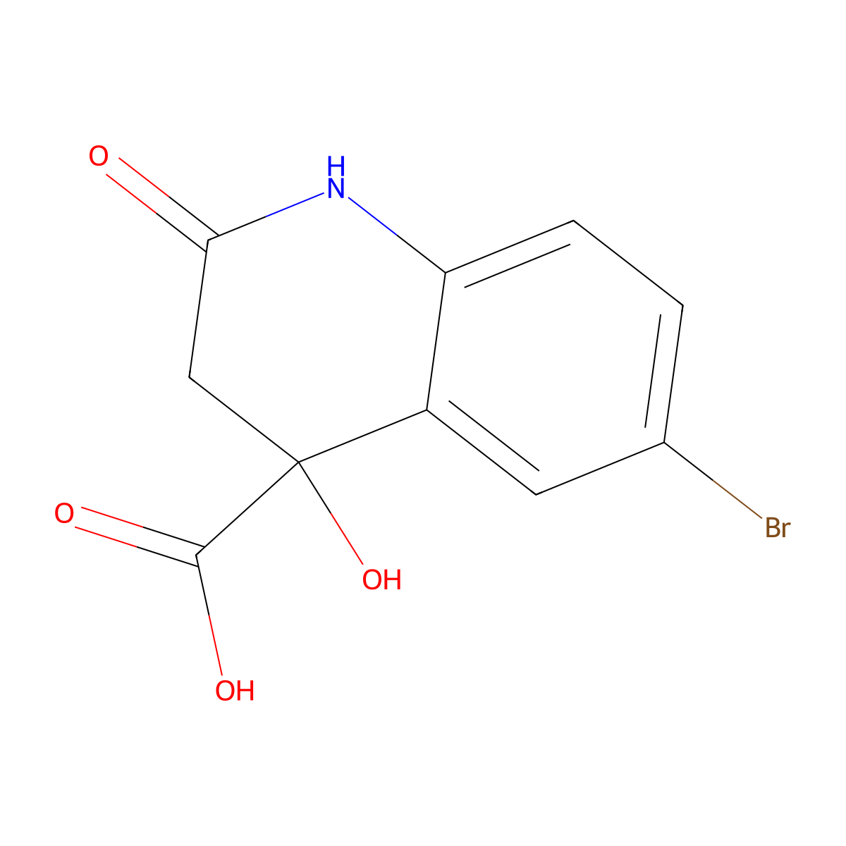 6-Bromo-4-hydroxy-2-oxo-1,2,3,4-tetrahydroquinoline-4-carboxylicacid molecular structure, CAS 2375274-40-9