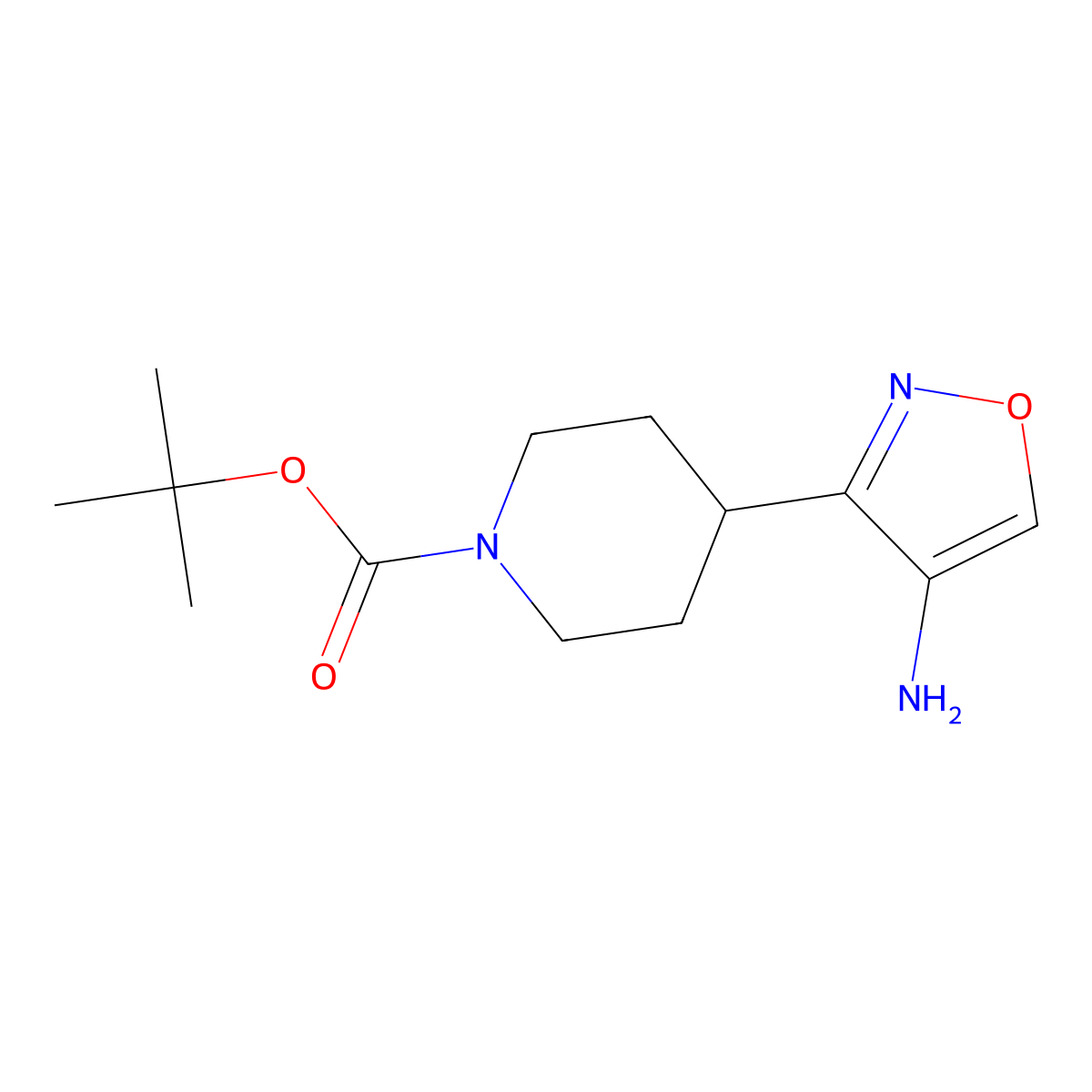 Tert-butyl 4-(4-amino-1,2-oxazol-3-yl)piperidine-1-carboxylate molecular structure, CAS 2375274-63-6