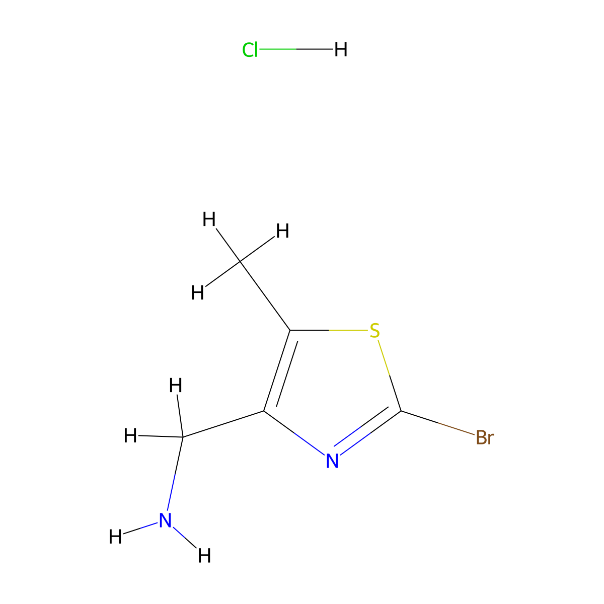 (2-Bromo-5-methyl-1,3-thiazol-4-yl)methanaminehydrochloride molecular structure, CAS 2375274-66-9