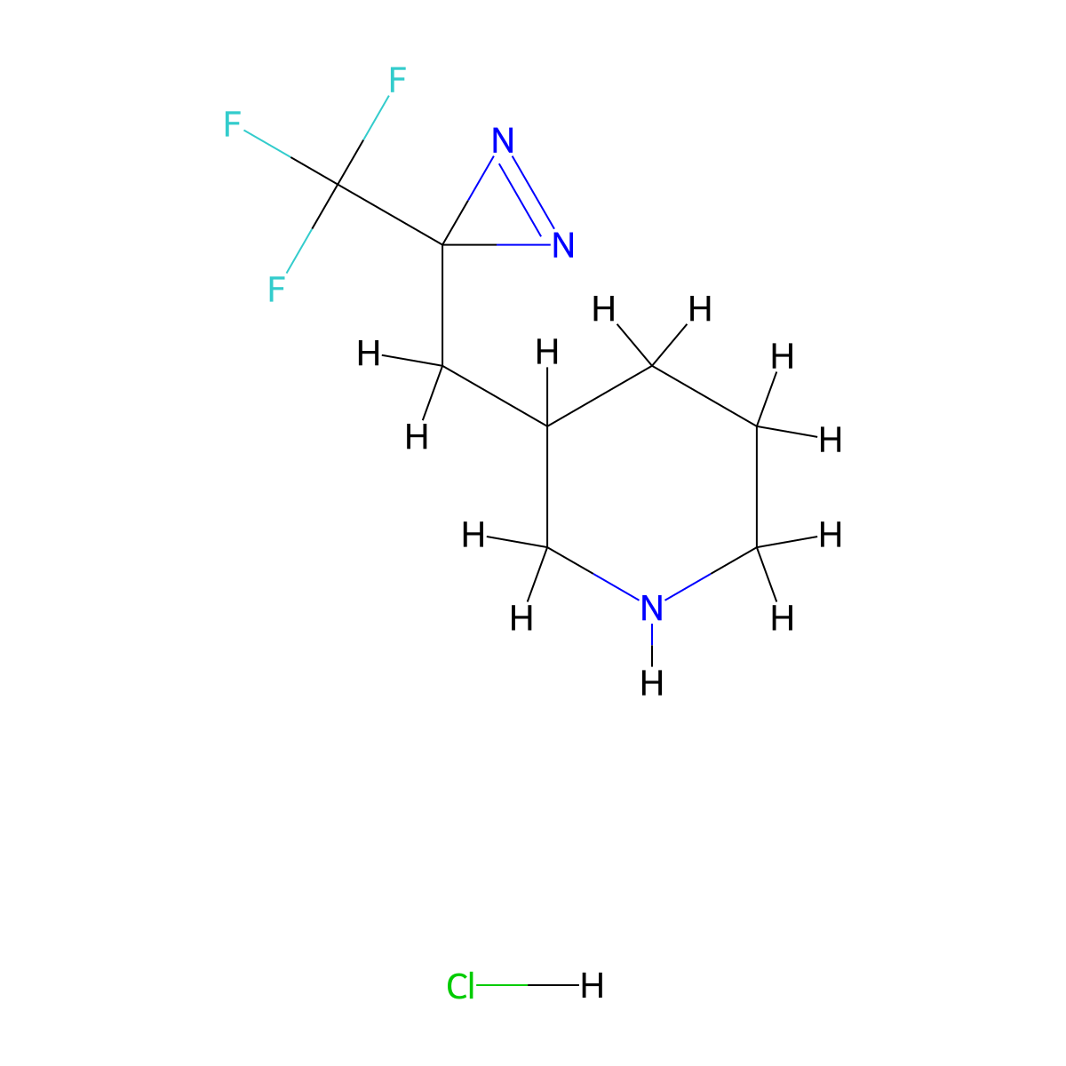 3-{[3-(trifluoromethyl)-3H-diazirin-3-yl]methyl}piperidine hydrochloride molecular structure, CAS 2375274-77-2