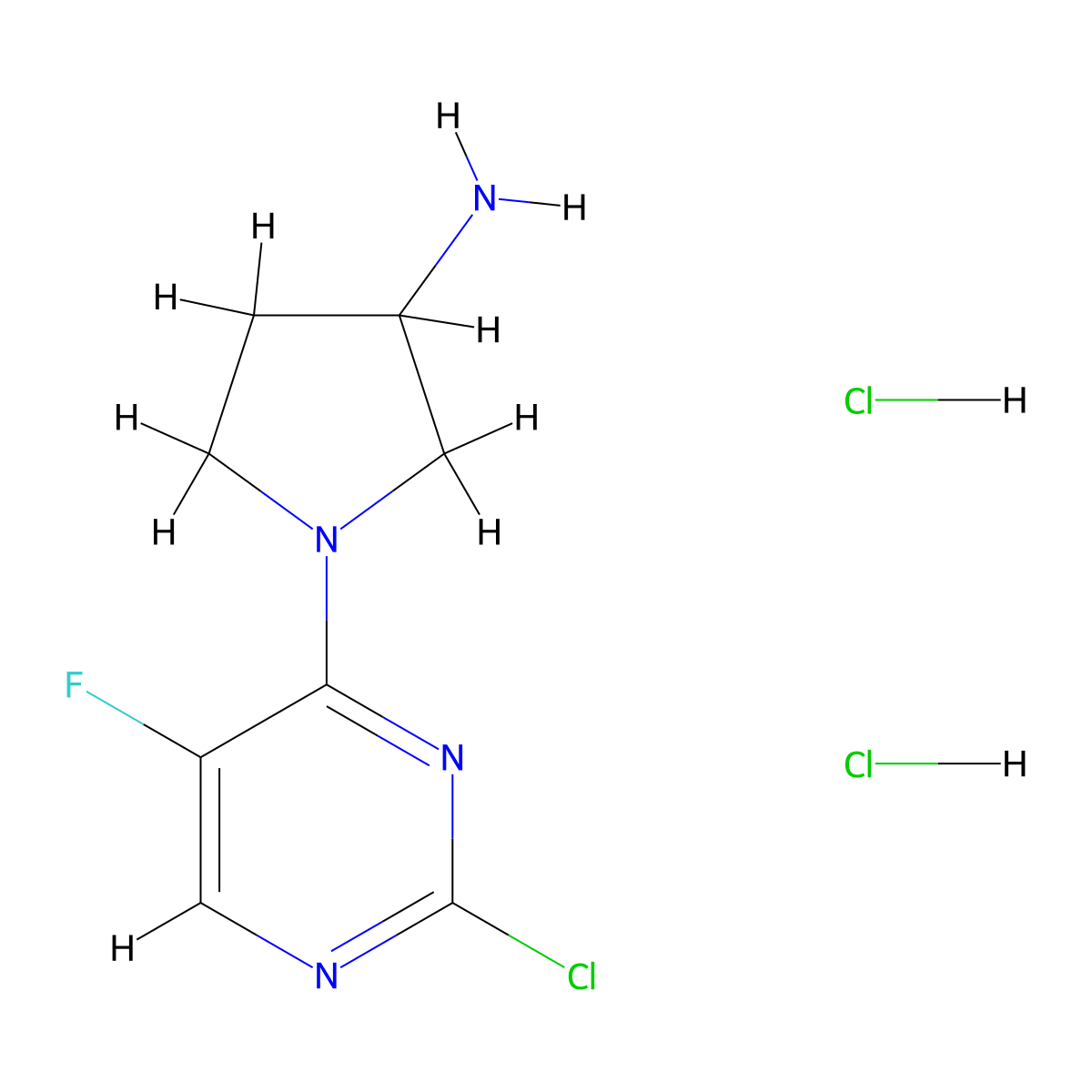 1-(2-Chloro-5-fluoropyrimidin-4-yl)pyrrolidin-3-amine dihydrochloride molecular structure, CAS 2375274-79-4