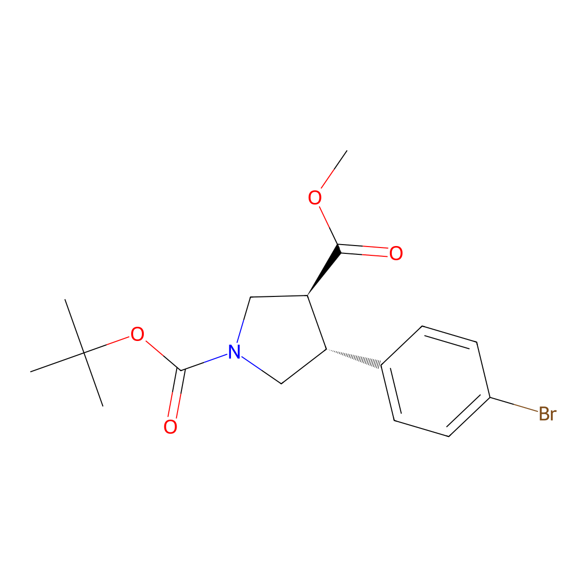 rac-1-tert-butyl 3-methyl (3R,4S)-4-(4-bromophenyl)pyrrolidine-1,3-dicarboxylate molecular structure, CAS 2375367-02-3