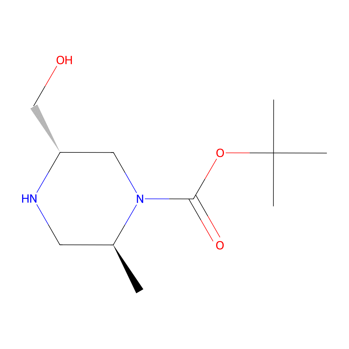 tert-butyl (2S,5S)-5-(hydroxymethyl)-2-methylpiperazine-1-carboxylate molecular structure, CAS 2375424-00-1