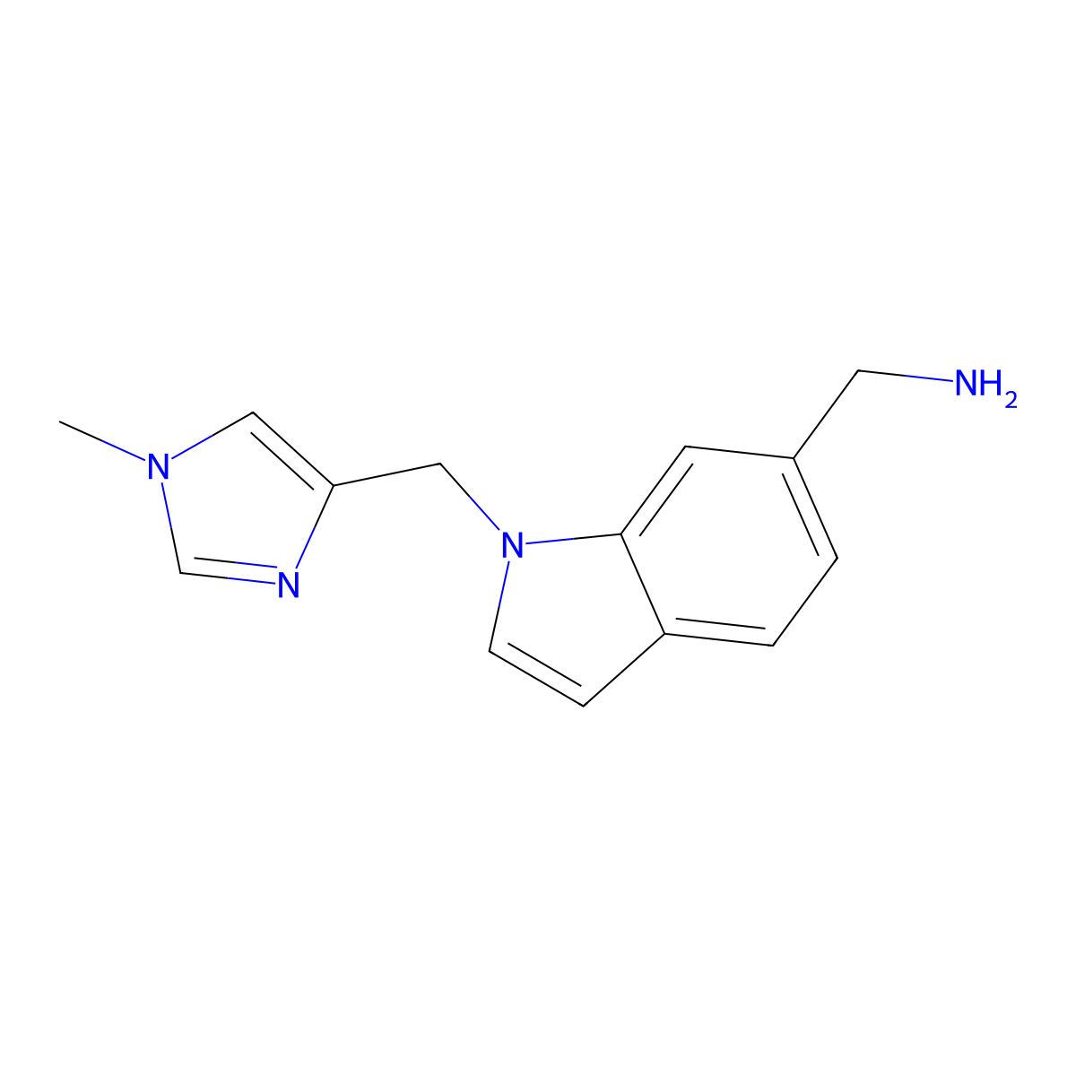 1-{1-[(1-methyl-1H-imidazol-4-yl)methyl]-1H-indol-6-yl}methanamine molecular structure, CAS 2375482-69-0
