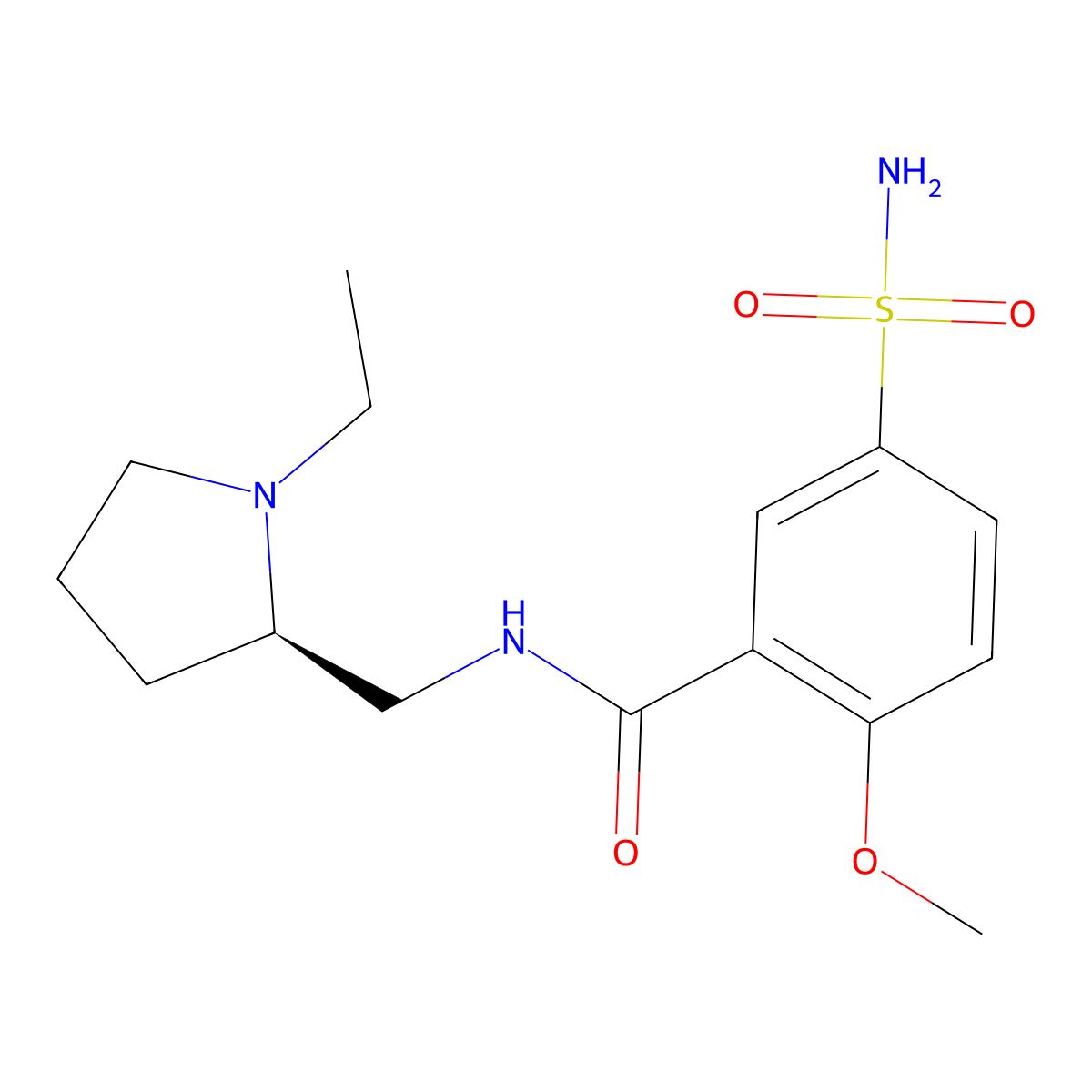 Sulpiride, (R)- molecular structure, CAS 23756-79-8