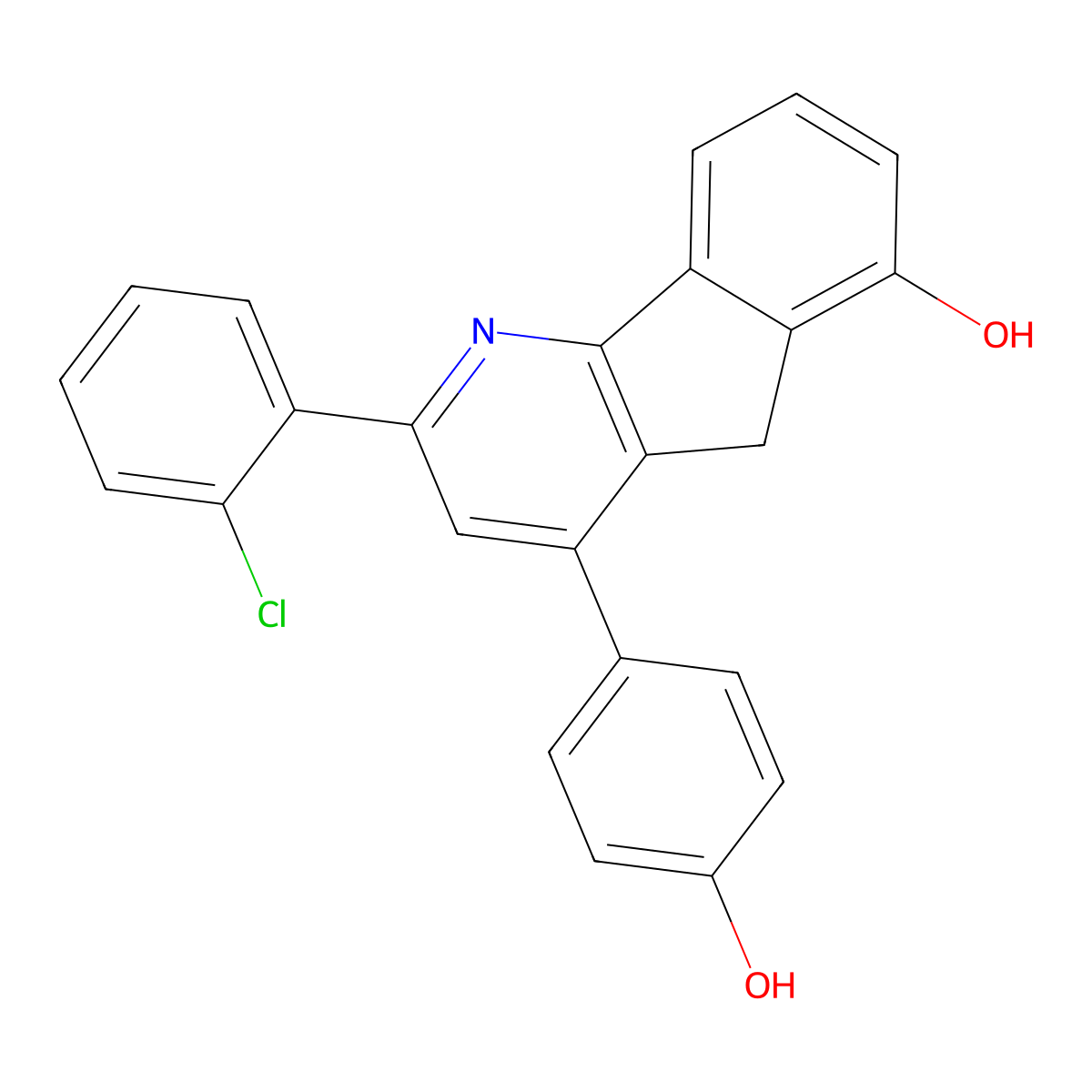 2-(2-chlorophenyl)-4-(4-hydroxyphenyl)-5H-indeno[1,2-b]pyridin-6-ol molecular structure, CAS 2375613-31-1