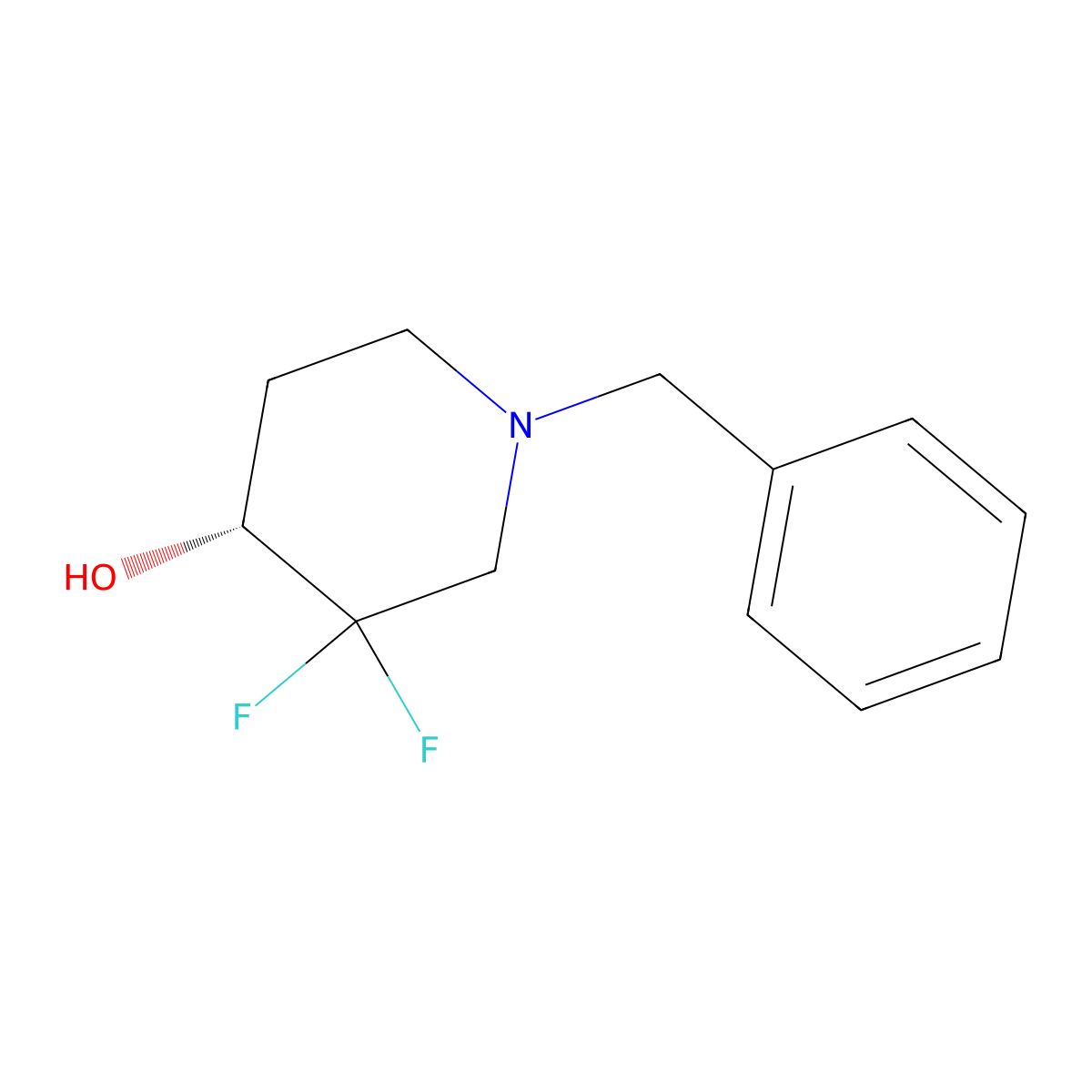 (R)-1-benzyl-3,3-difluoropiperidin-4-ol molecular structure, CAS 2375653-11-3