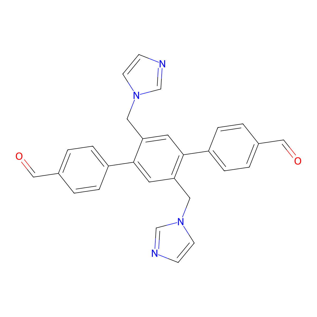 2',5'-Bis((1H-imidazol-1-yl)methyl)-[1,1':4',1''-terphenyl]-4,4''-dicarbaldehyde molecular structure, CAS 2375720-19-5