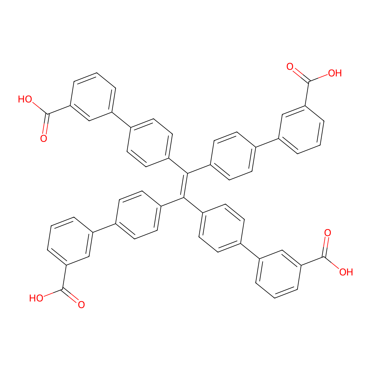 4',4''',4''''',4'''''''-(Ethene-1,1,2,2-tetrayl)tetrakis(([1,1'-biphenyl]-3-carboxylic acid)) molecular structure, CAS 2375763-59-8