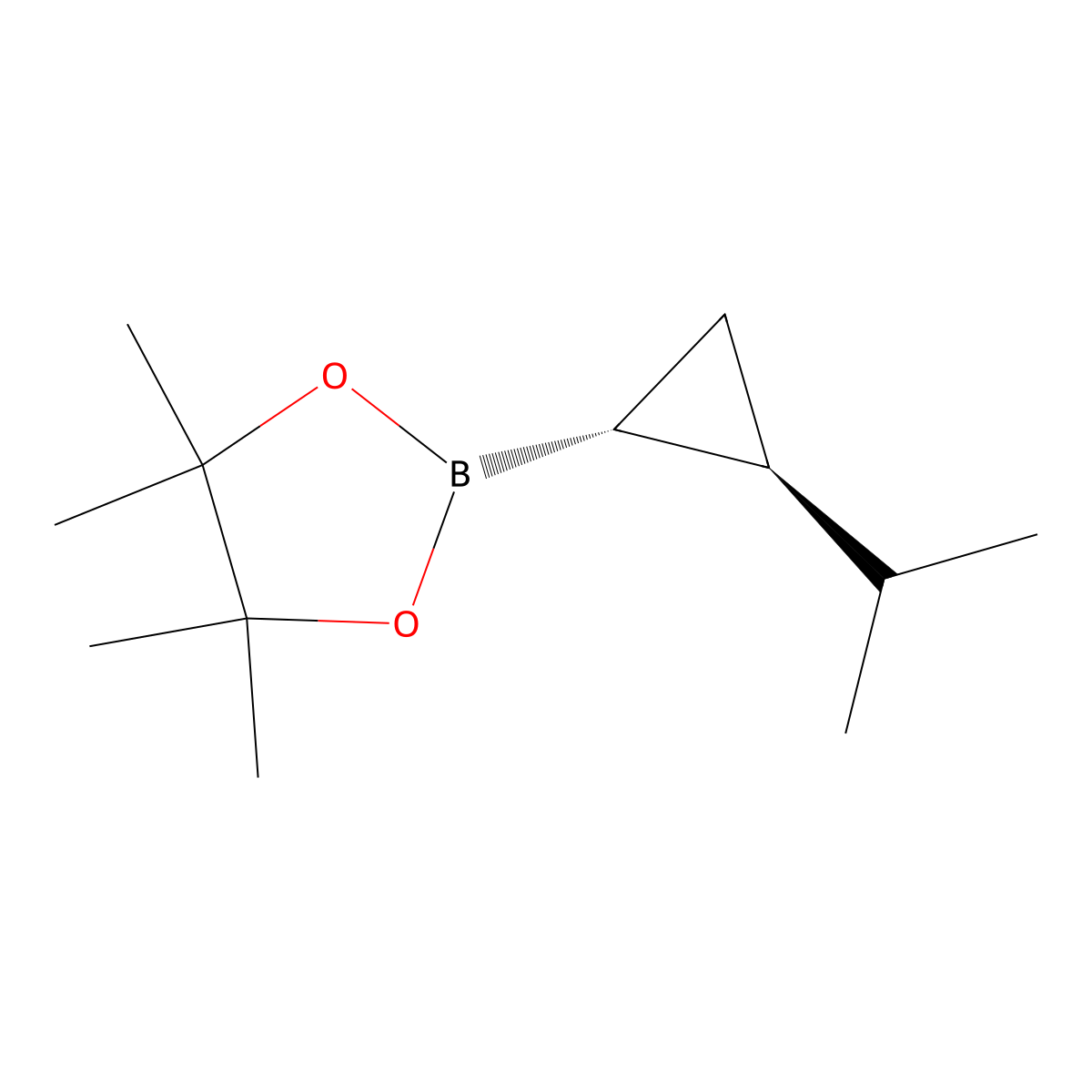 rac-4,4,5,5-tetramethyl-2-[(1R,2R)-2-(propan-2-yl)cyclopropyl]-1,3,2-dioxaborolane,trans molecular structure, CAS 2375816-13-8
