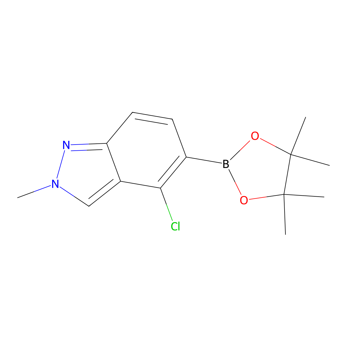 4-Chloro-2-methyl-5-(4,4,5,5-tetramethyl-1,3,2-dioxaborolan-2-yl)indazole molecular structure, CAS 2375917-58-9