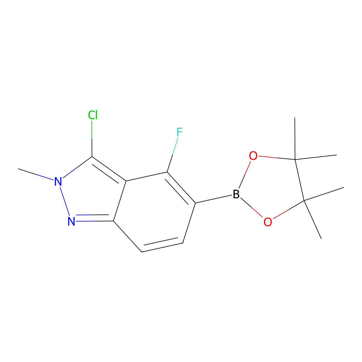 3-Chloro-4-fluoro-2-methyl-5-(4,4,5,5-tetramethyl-1,3,2-dioxaborolan-2-yl)-2H-indazole molecular structure, CAS 2375919-32-5