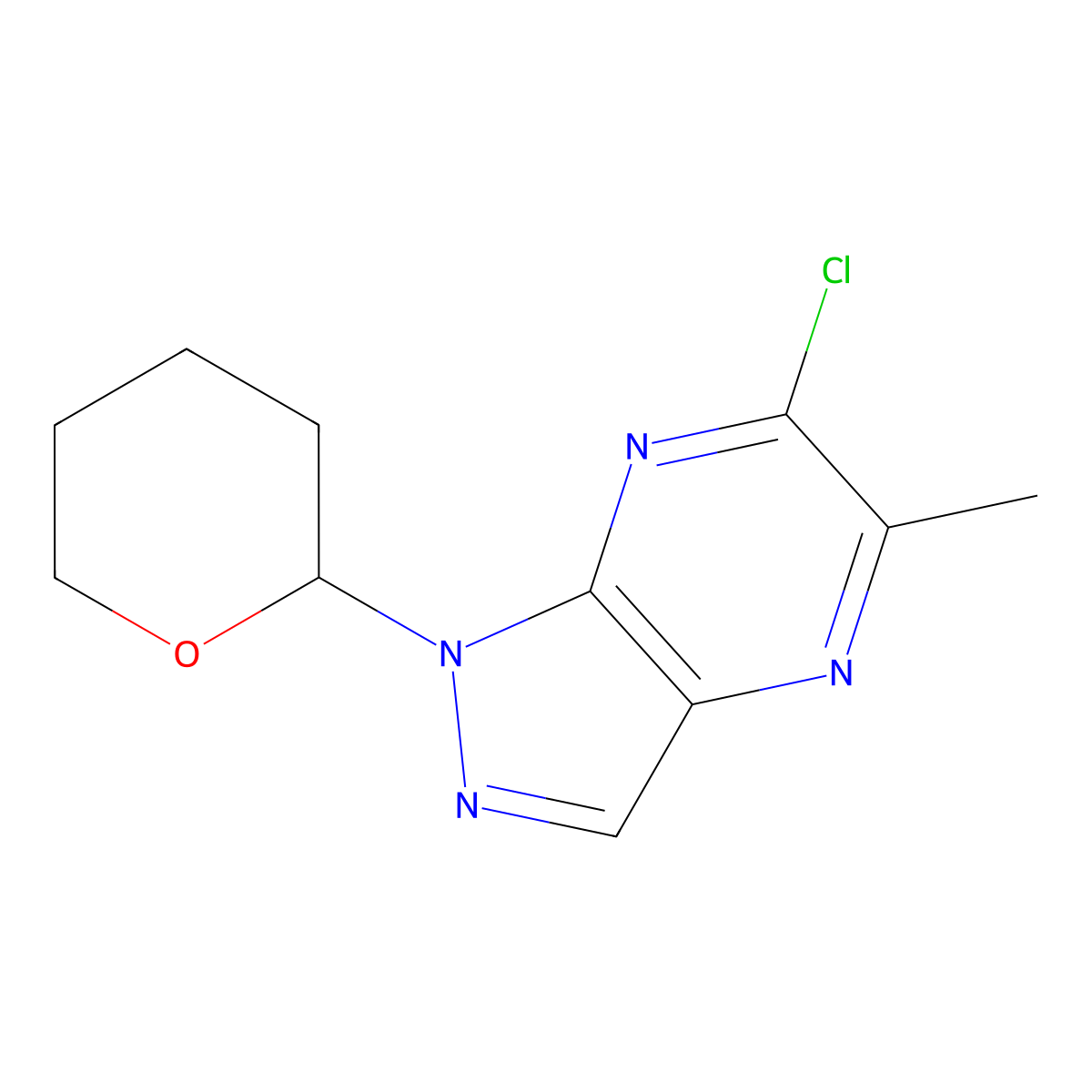 6-Chloro-5-methyl-1-(tetrahydro-2H-pyran-2-yl)-1H-pyrazolo[3,4-b]pyrazine molecular structure, CAS 2375920-13-9