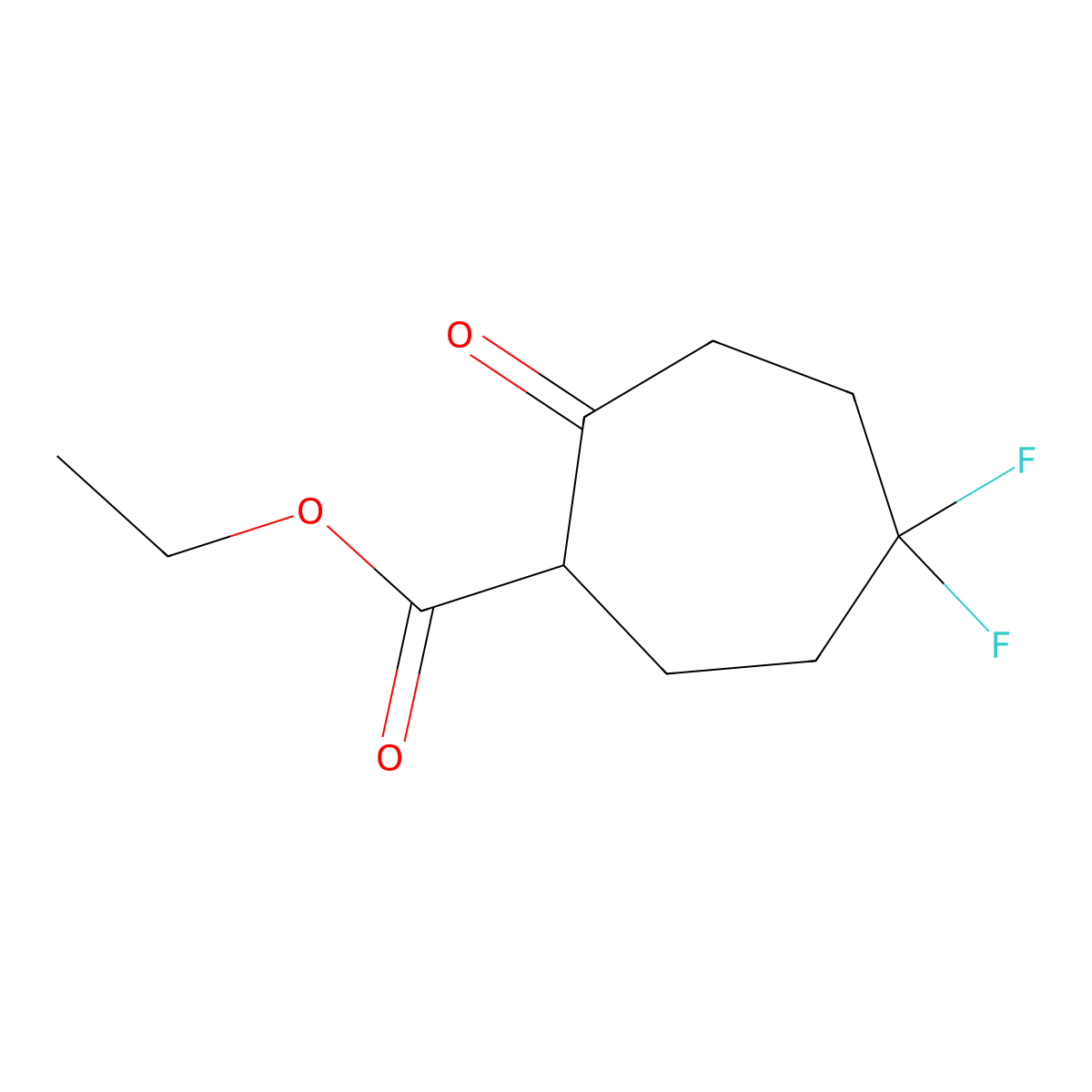 Ethyl 5,5-difluoro-2-oxocycloheptane-1-carboxylate molecular structure, CAS 2375930-27-9