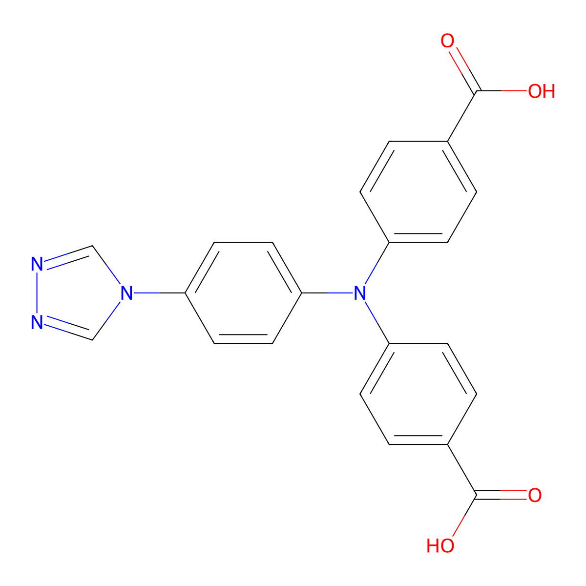 4,4'-((4-(4H-1,2,4-Triazol-4-yl)phenyl)azanediyl)dibenzoic acid molecular structure, CAS 2376054-07-6