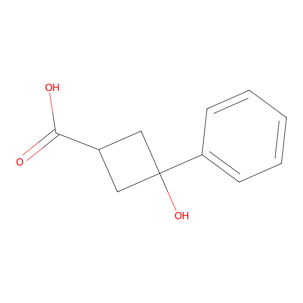 3-Hydroxy-3-phenylcyclobutane-1-carboxylic acid molecular structure, CAS 23761-26-4