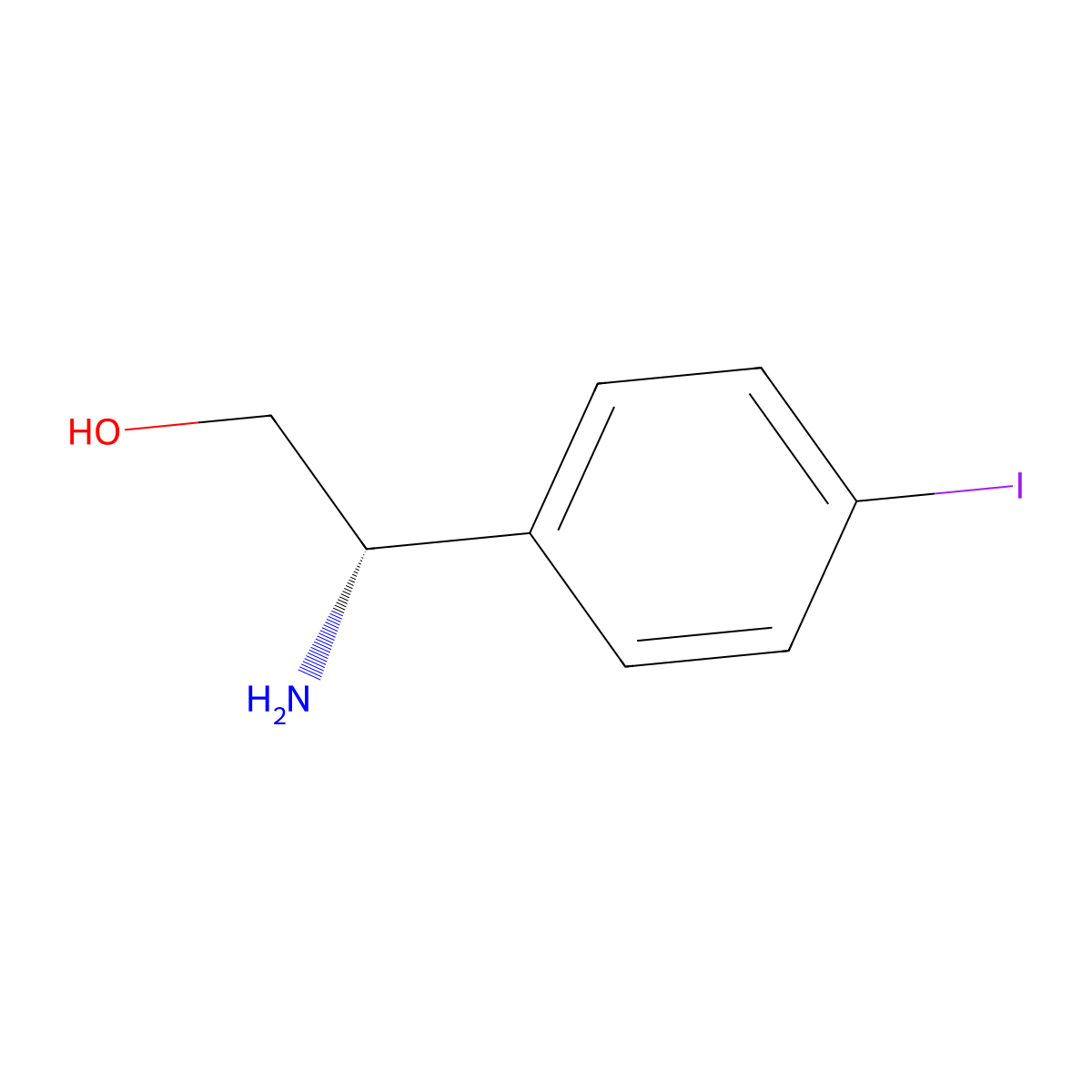 (S)-2-Amino-2-(4-iodophenyl)ethan-1-ol molecular structure, CAS 2376106-41-9