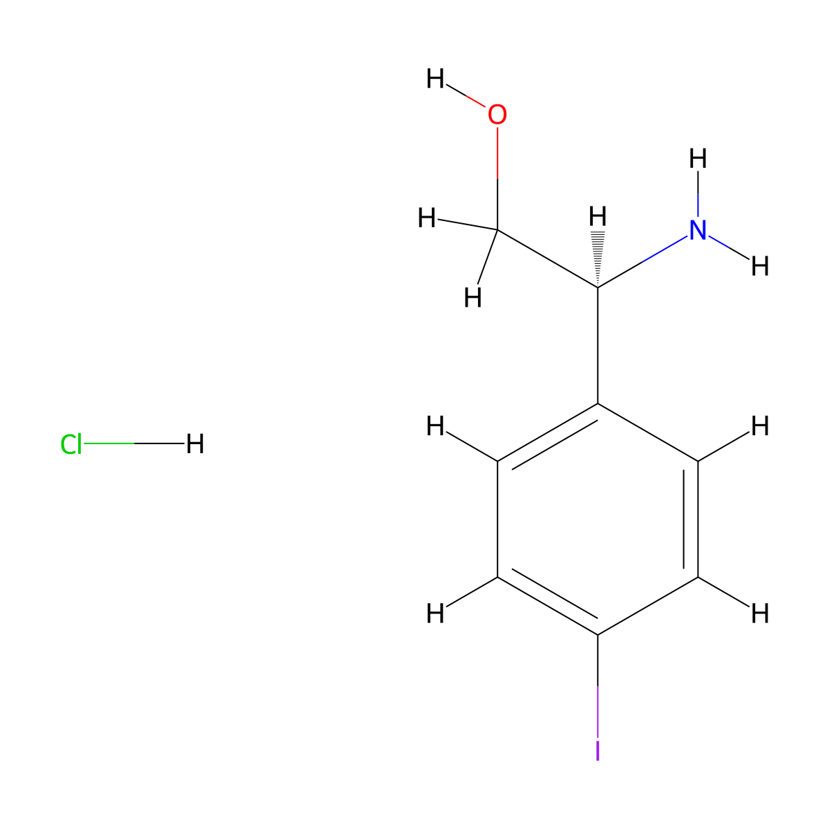 (S)-2-Amino-2-(4-iodophenyl)ethan-1-ol hydrochloride molecular structure, CAS 2376106-42-0
