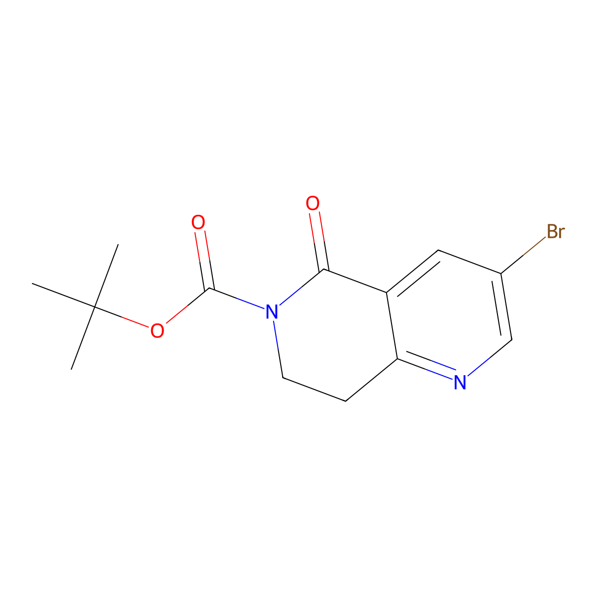 Tert-butyl 3-bromo-5-oxo-5,6,7,8-tetrahydro-1,6-naphthyridine-6-carboxylate molecular structure, CAS 2376113-84-5