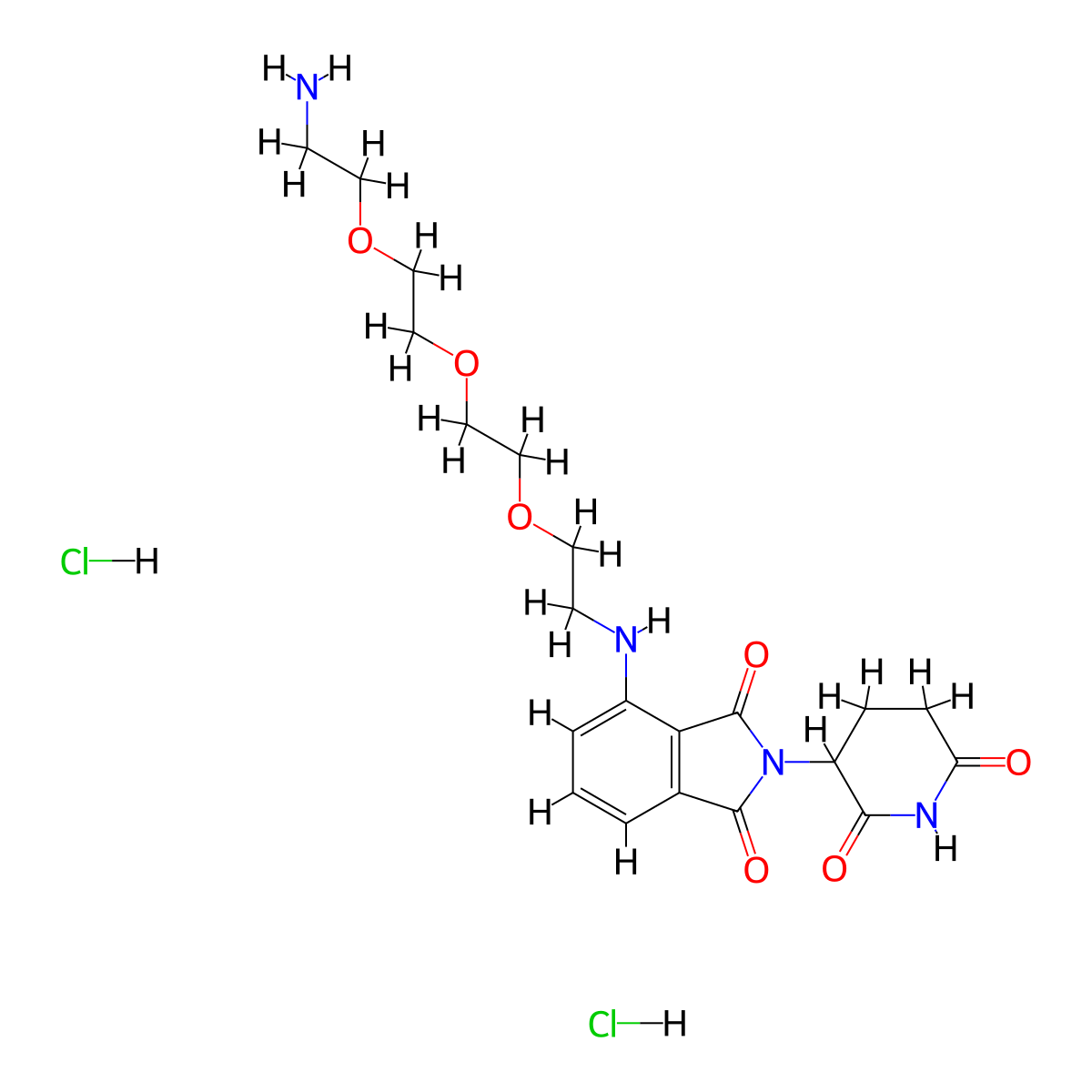 4-(12-amino-4,7,10-trioxa-1-azadodecan-1-yl)-2-(2,6-dioxopiperidin-3-yl)-2,3-dihydro-1H-isoindole-1,3-dione dihydrochloride molecular structure, CAS 2376139-56-7