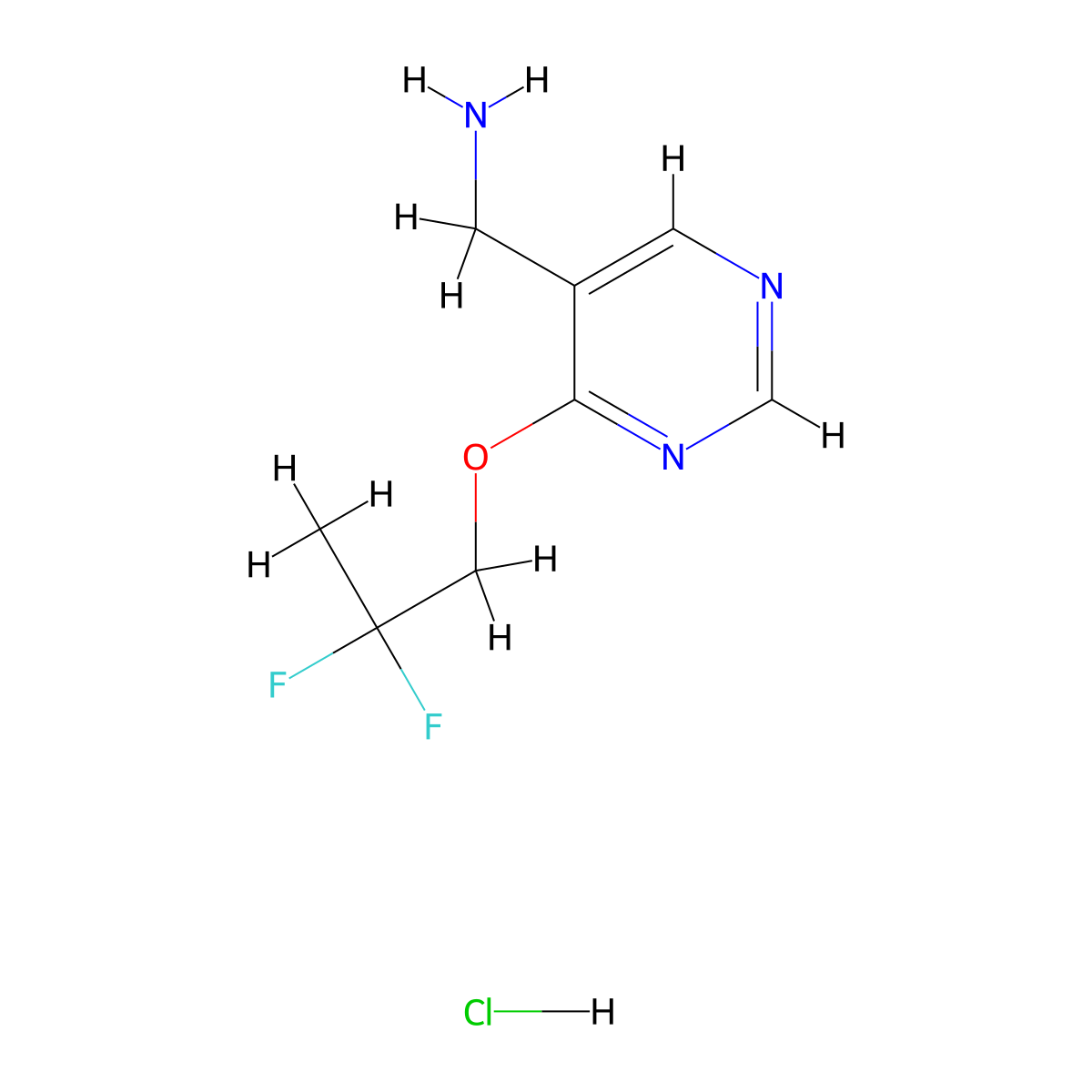 C-[4-(2,2-Difluoro-propoxy)-pyrimidin-5-yl]-methylamine hydrochloride molecular structure, CAS 2376143-26-7