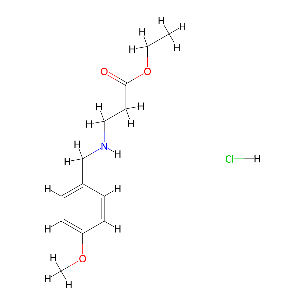 Ethyl 3-((4-methoxybenzyl)amino)propanoate hydrochloride molecular structure, CAS 2376143-27-8
