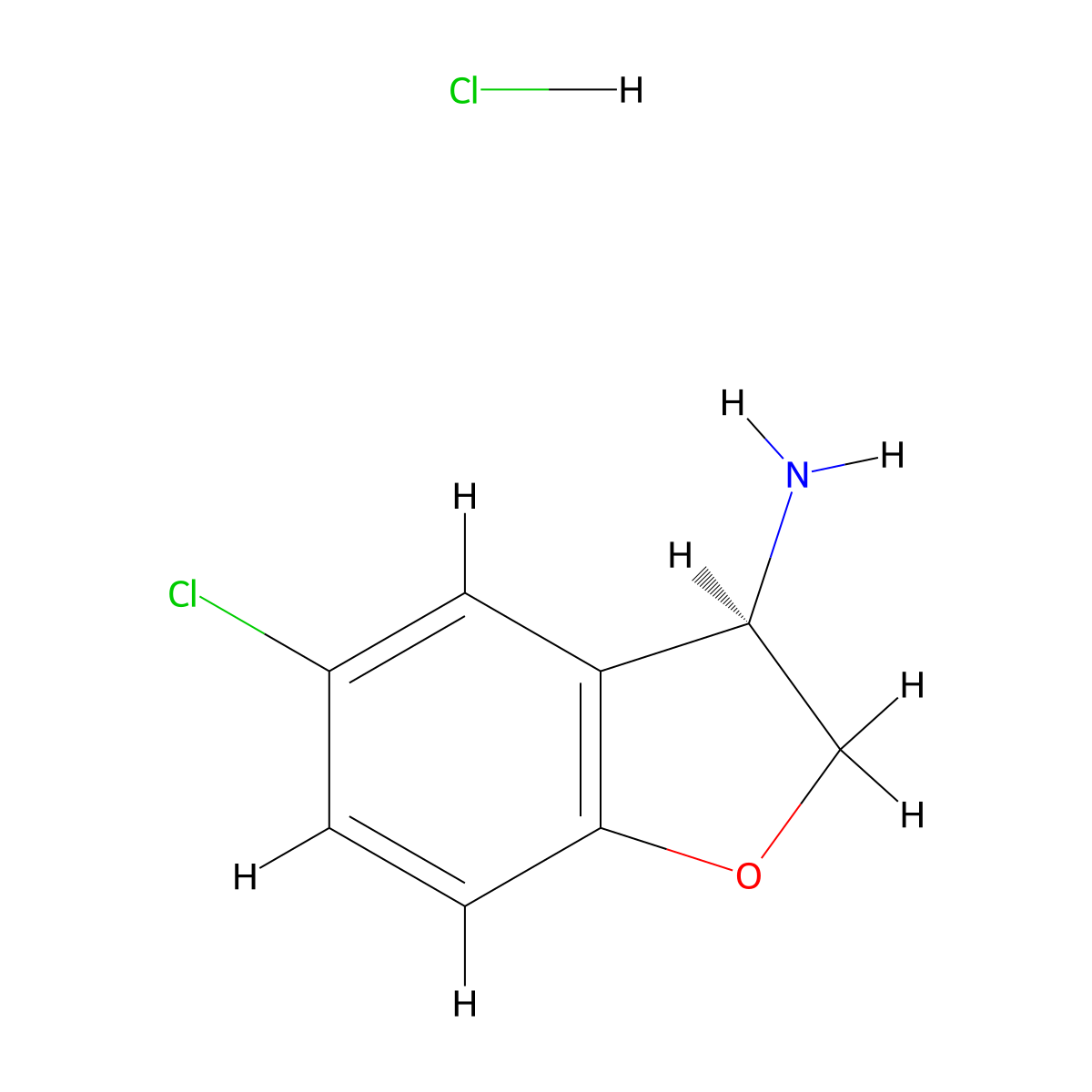 (R)-5-Chloro-2,3-dihydrobenzofuran-3-amine hydrochloride molecular structure, CAS 2376144-36-2