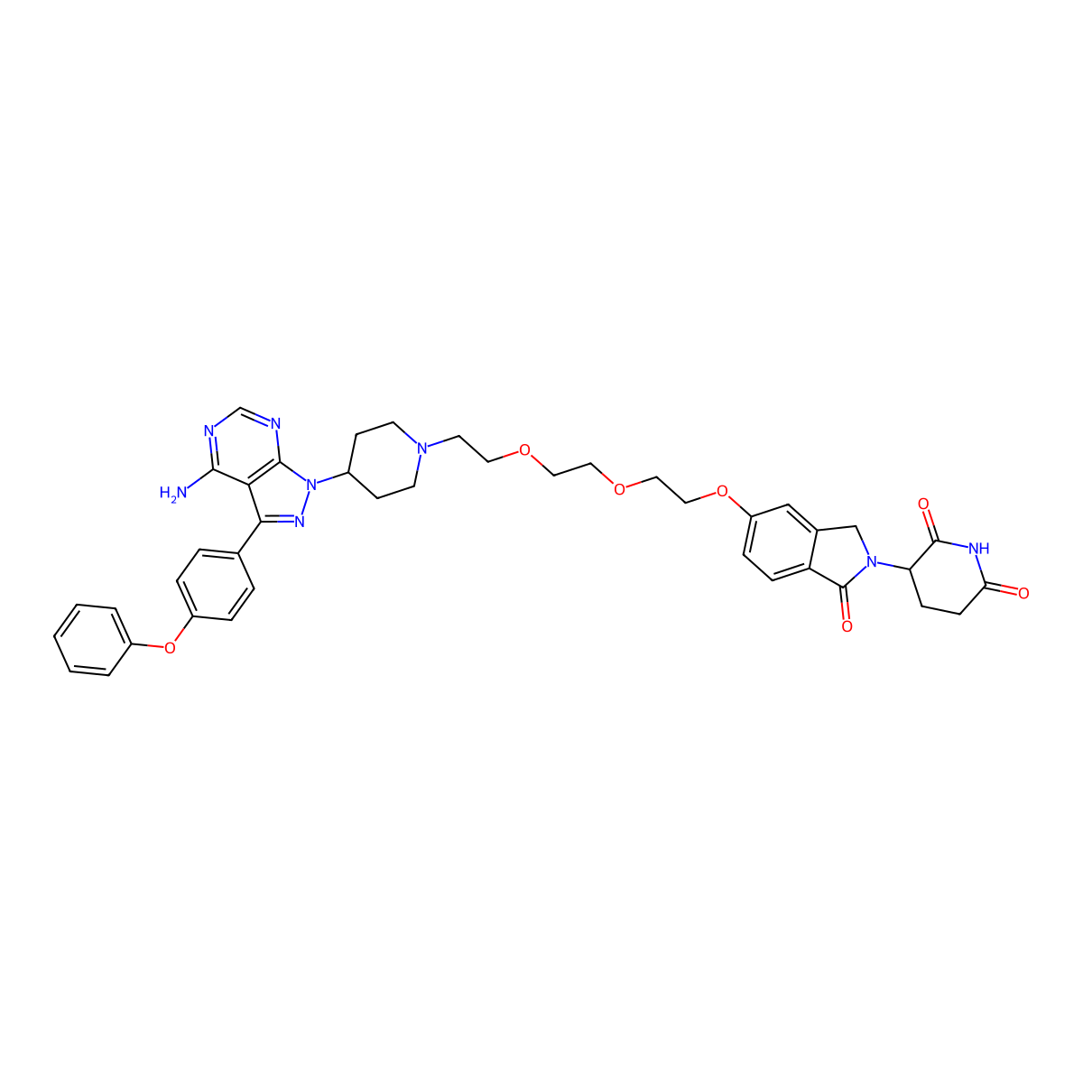 3-(5-{2-[2-(2-{4-[4-amino-3-(4-phenoxyphenyl)-1H-pyrazolo[3,4-d]pyrimidin-1-yl]piperidin-1-yl}ethoxy)ethoxy]ethoxy}-1-oxo-2,3-dihydro-1H-isoindol-2-yl)piperidine-2,6-dione molecular structure, CAS 2376187-16-3