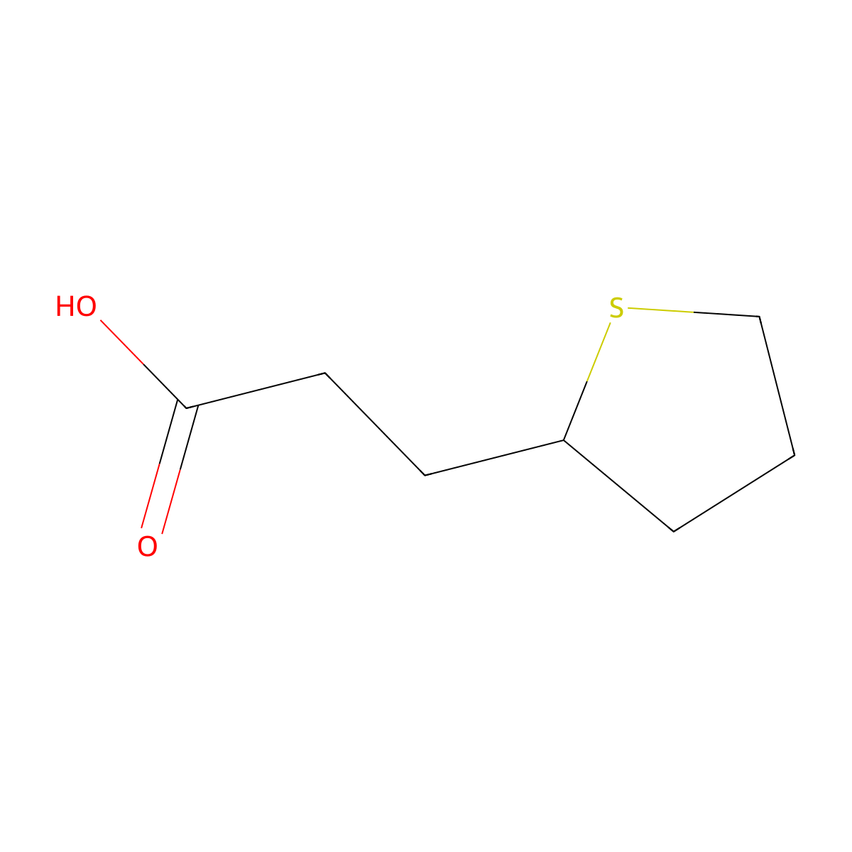 3-(Thiolan-2-yl)propanoic acid molecular structure, CAS 23763-51-1