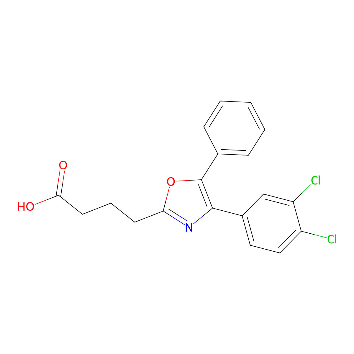 4-[4-(3,4-Dichlorophenyl)-5-phenyl-1,3-oxazol-2-yl]butanoic acid molecular structure, CAS 2376322-12-0