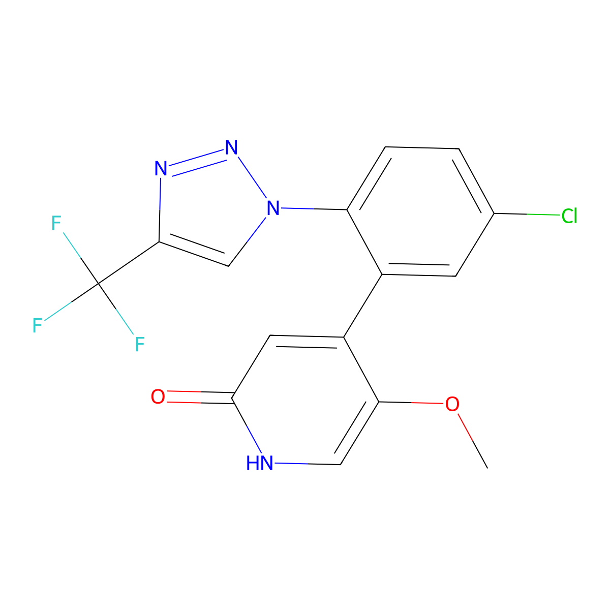 4-(5-chloro-2-(4-(trifluoromethyl)triazol-1-yl)phenyl)-5-methoxy-1H-pyridin-2-one molecular structure, CAS 2376389-33-0