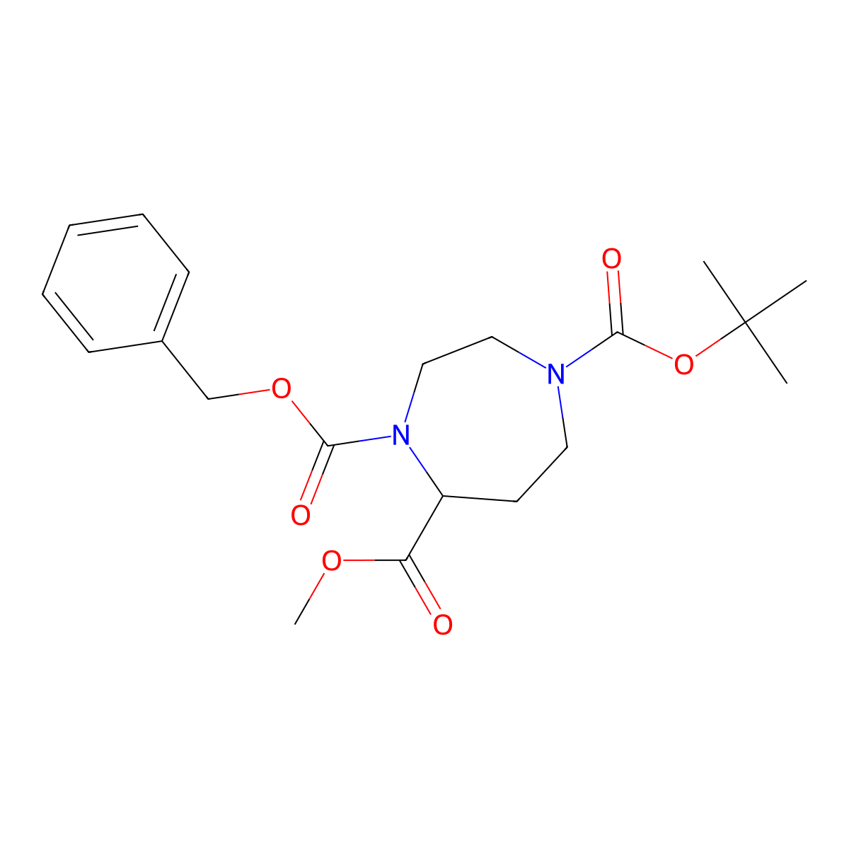 4-benzyl 1-(tert-Butyl) 5-methyl 1,4-diazepane-1,4,5-tricarboxylate molecular structure, CAS 2376402-47-8