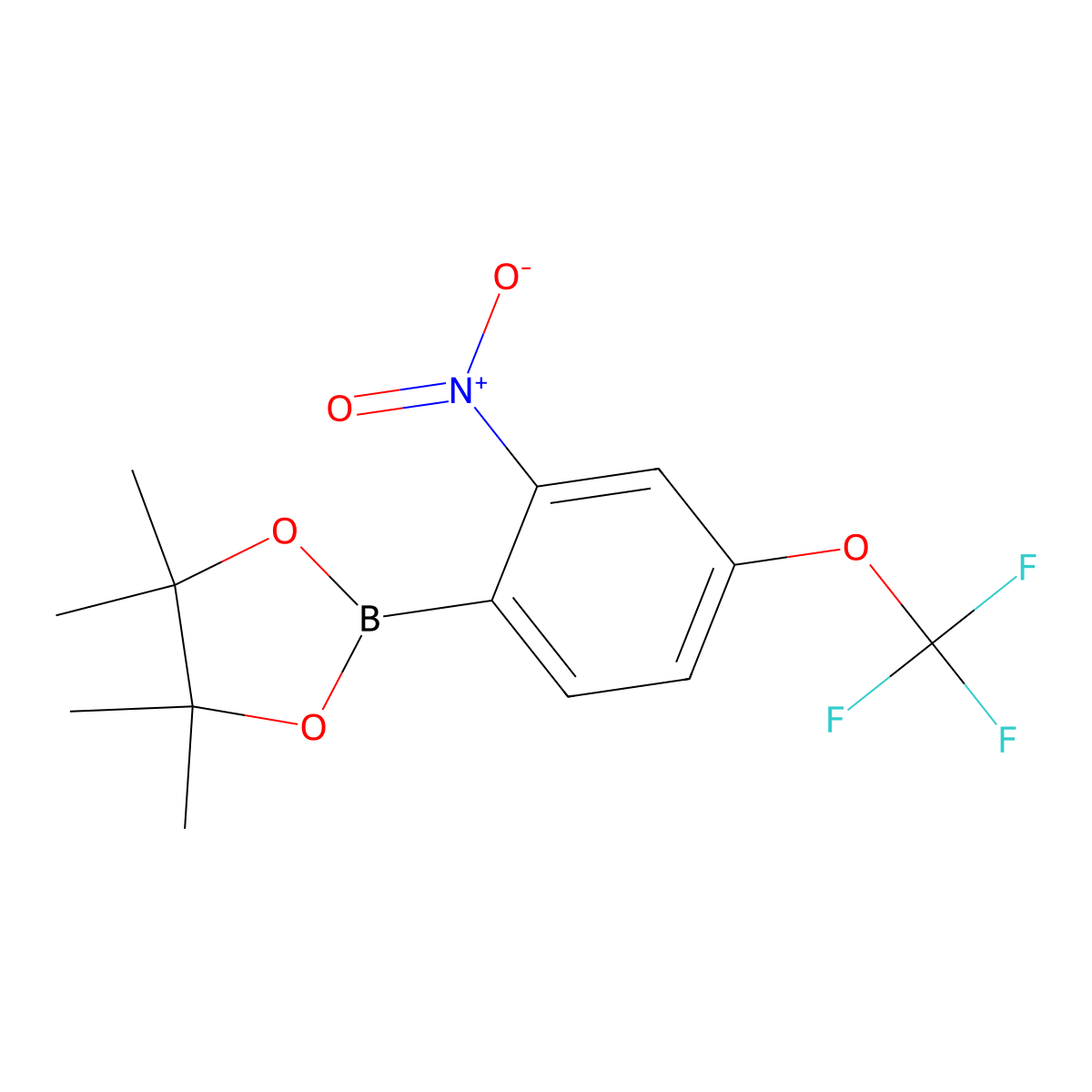 4,4,5,5-Tetramethyl-2-(2-nitro-4-(trifluoromethoxy)phenyl)-1,3,2-dioxaborolane molecular structure, CAS 2376421-40-6