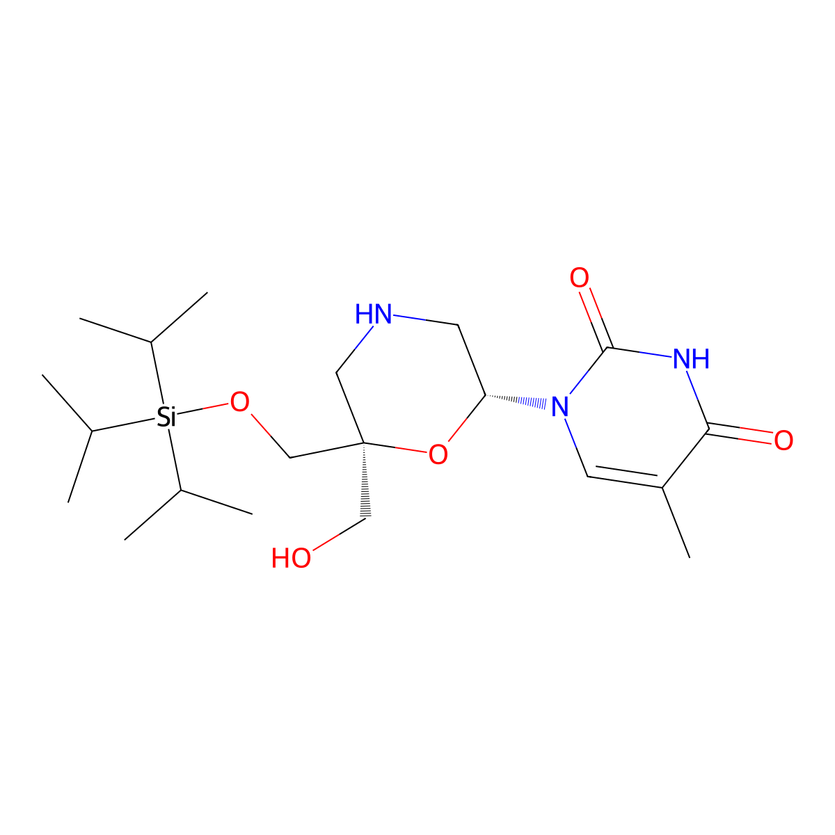 1-[(2R,6S)-6-(hydroxymethyl)-6-{[(tris(propan-2-yl)silyl)oxy]methyl}morpholin-2-yl]-5-methyl-1,2,3,4-tetrahydropyrimidine-2,4-dione molecular structure, CAS 2376454-09-8