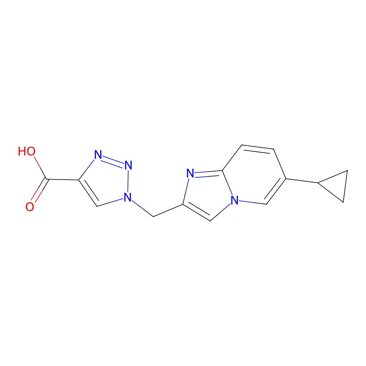 1-({6-Cyclopropylimidazo[1,2-a]pyridin-2-yl}methyl)-1,2,3-triazole-4-carboxylic acid molecular structure, CAS 2376491-88-0