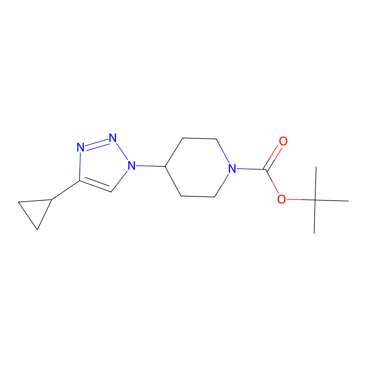 tert-butyl 4-(4-cyclopropyl-1H-1,2,3-triazol-1-yl)piperidine-1-carboxylate molecular structure, CAS 2376573-81-6