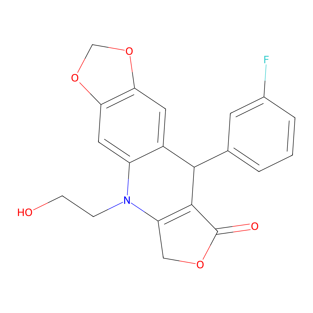 9-(3-Fluorophenyl)-5-(2-hydroxyethyl)-6,9-dihydro-[1,3]dioxolo[4,5-g]furo[3,4-b]quinolin-8(5H)-one molecular structure, CAS 2376580-08-2