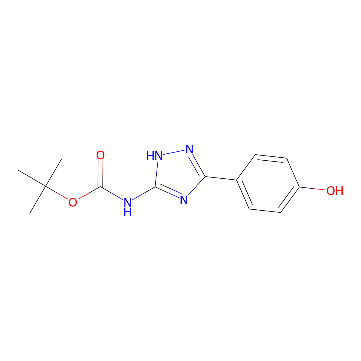 tert-butyl N-[3-(4-hydroxyphenyl)-1H-1,2,4-triazol-5-yl]carbamate molecular structure, CAS 2376583-04-7