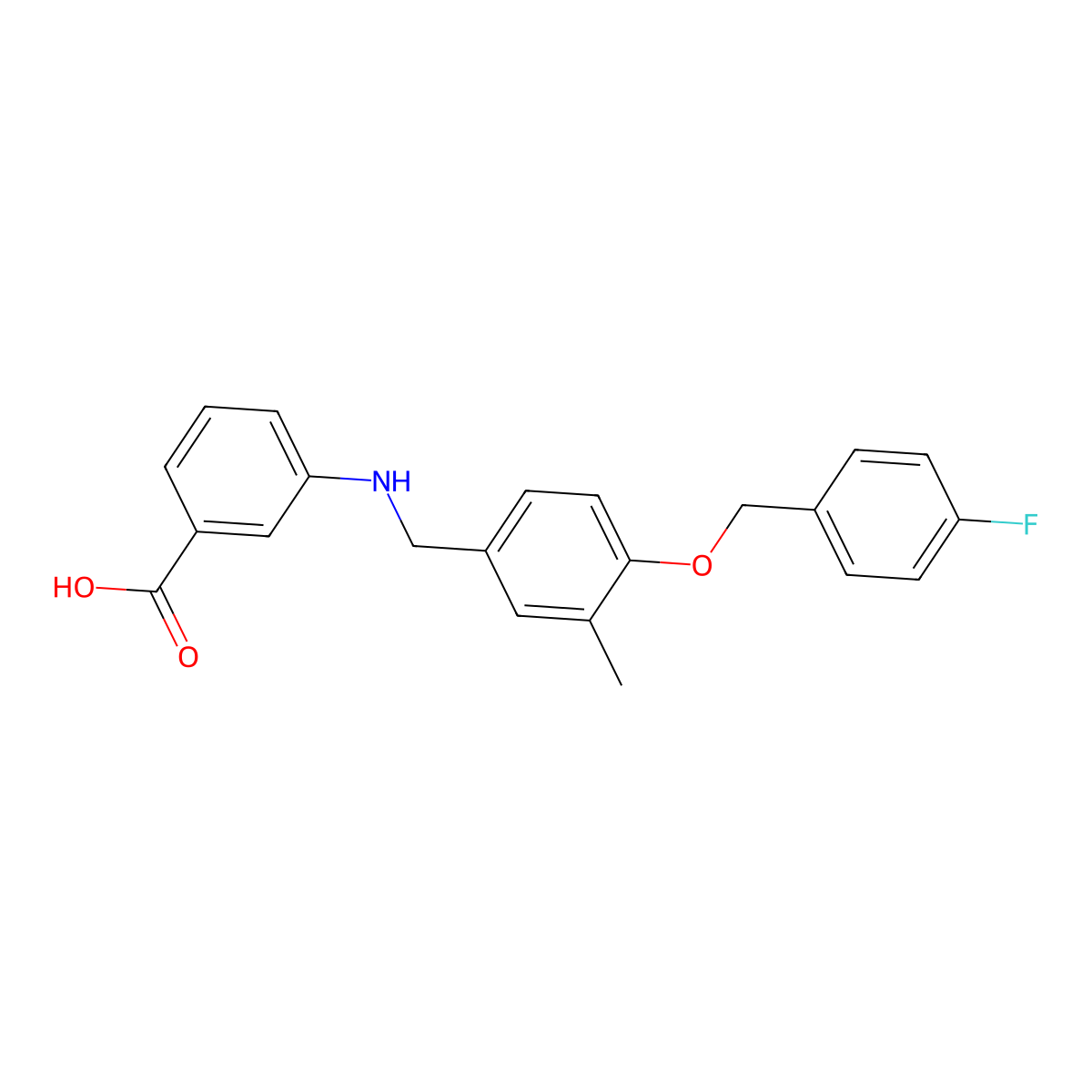 3-[[[4-[(4-Fluorophenyl)methoxy]-3-methylphenyl]methyl]amino]-benzoic acid molecular structure, CAS 2376590-40-6