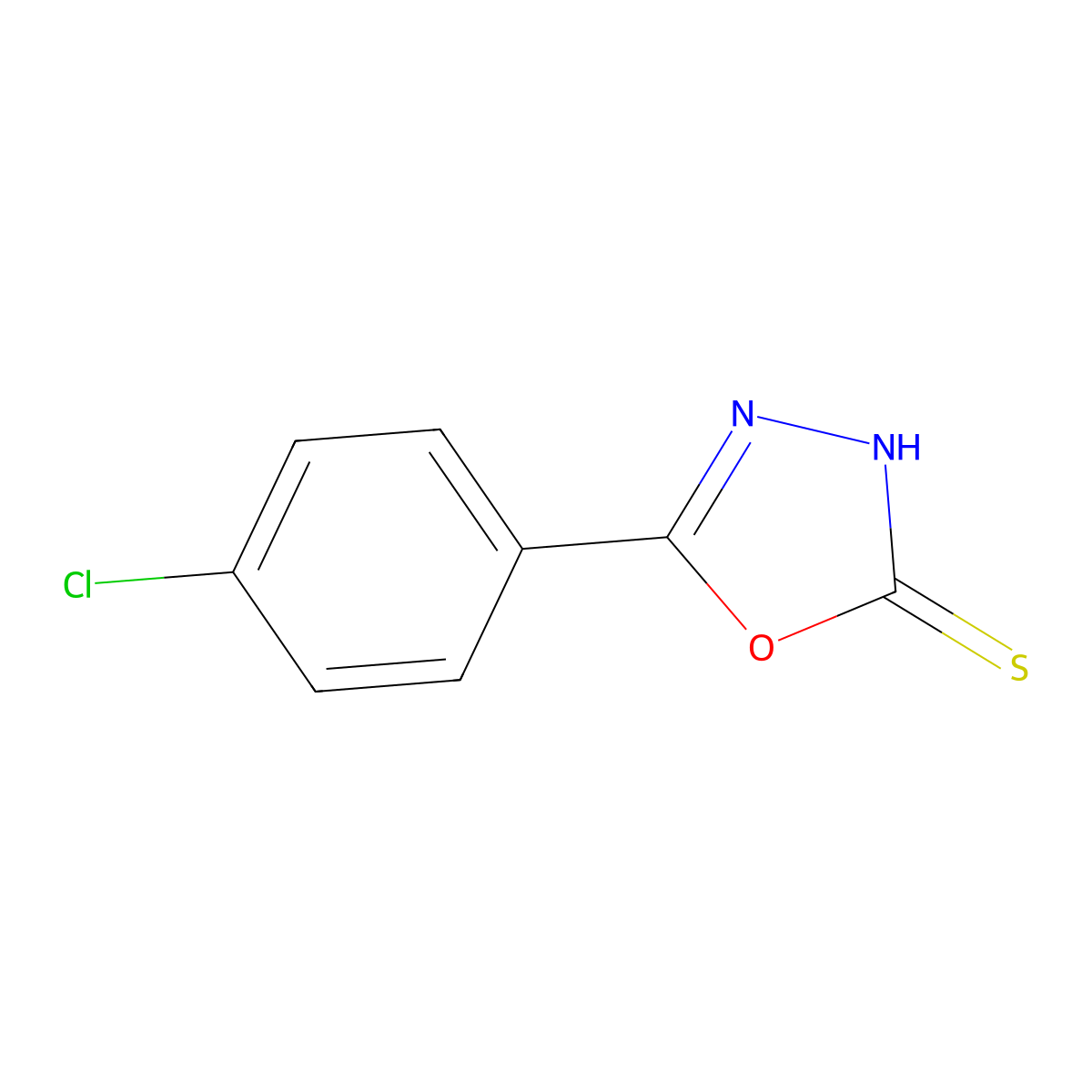 5-(4-Chlorophenyl)-1,3,4-oxadiazole-2-thiol molecular structure, CAS 23766-28-1