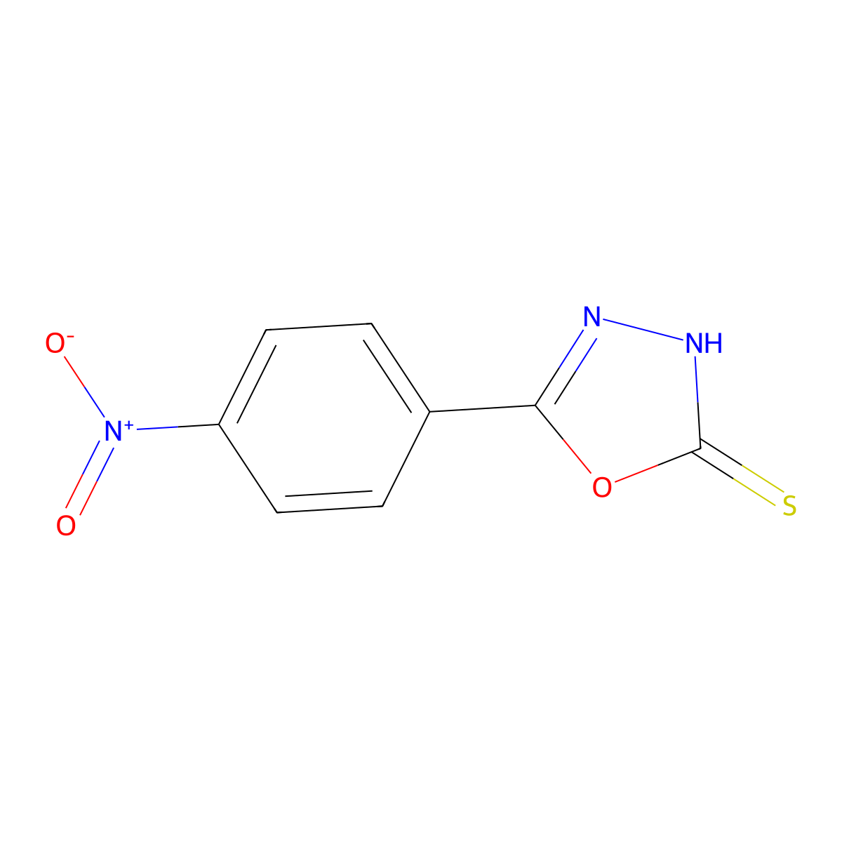 5-(4-Nitro-phenyl)-(1,3,4)oxadiazole-2-thiol molecular structure, CAS 23766-30-5