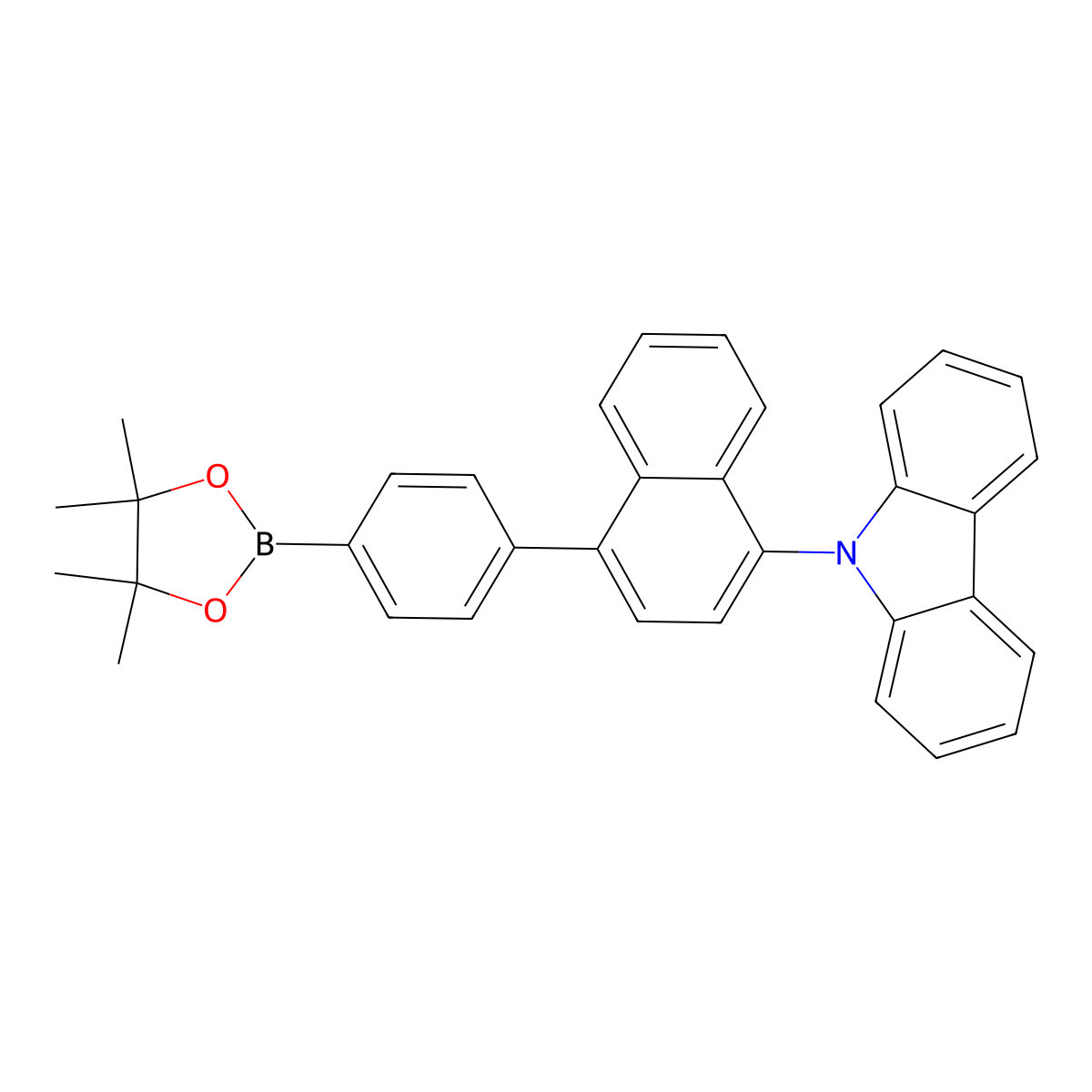 9-(4-(4-(4,4,5,5-Tetramethyl-1,3,2-dioxaborolan-2-yl)phenyl)naphthalen-1-yl)-9H-carbazole molecular structure, CAS 2376616-77-0