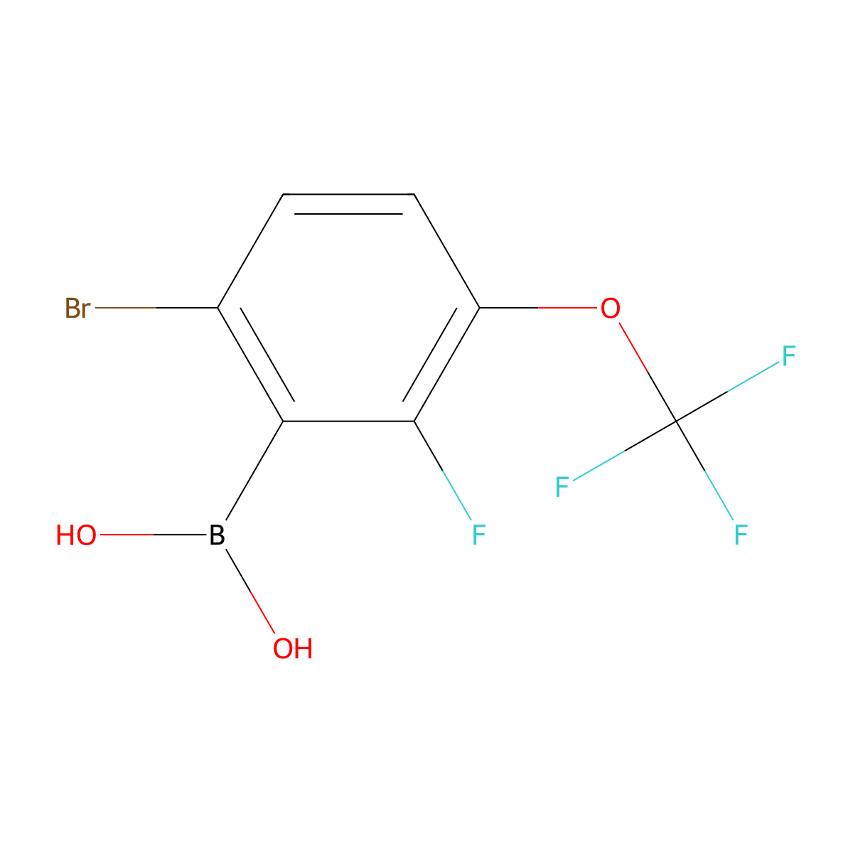 (6-Bromo-2-fluoro-3-(trifluoromethoxy)phenyl)boronic acid molecular structure, CAS 2376634-06-7