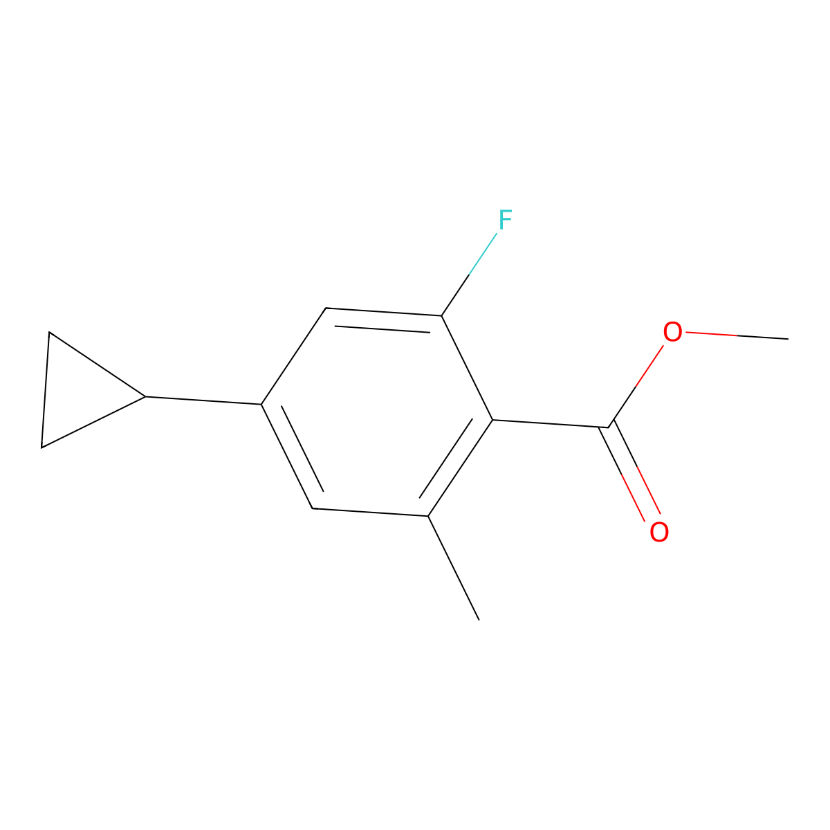 Methyl 4-cyclopropyl-2-fluoro-6-methylbenzoate molecular structure, CAS 2376634-18-1