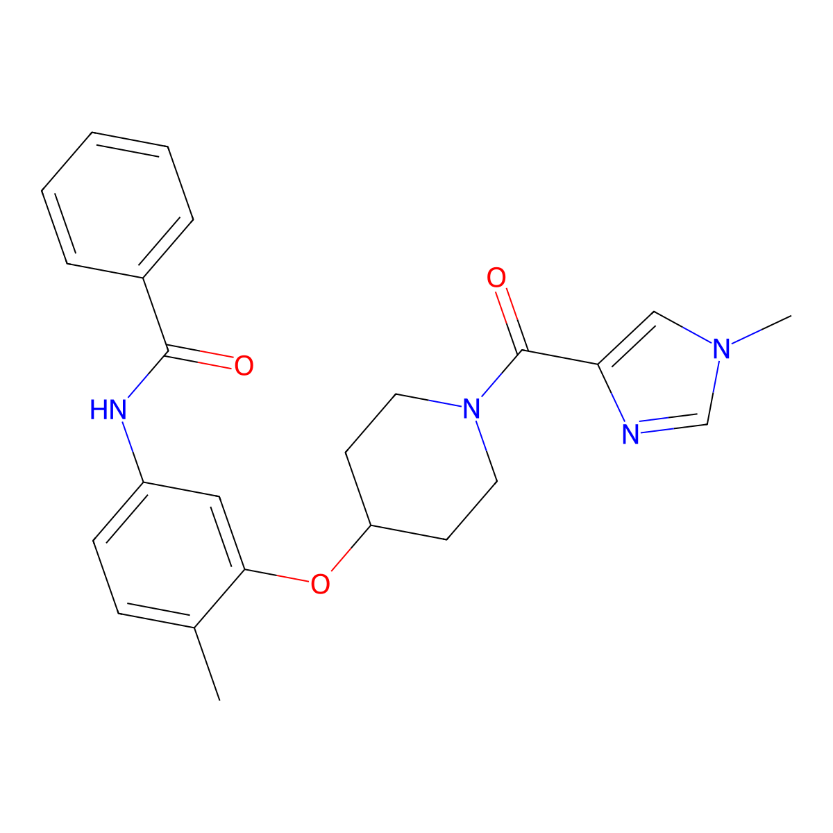 N-[4-methyl-3-[1-(1-methylimidazole-4-carbonyl)piperidin-4-yl]oxyphenyl]benzamide molecular structure, CAS 2376694-72-1