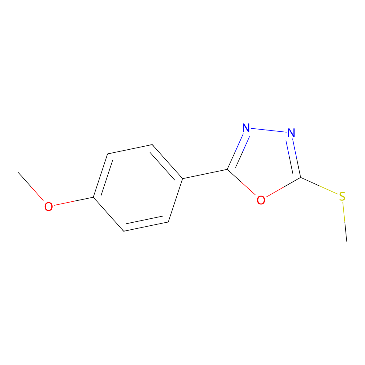 2-(4-Methoxyphenyl)-5-(methylsulfanyl)-1,3,4-oxadiazole molecular structure, CAS 23767-33-1