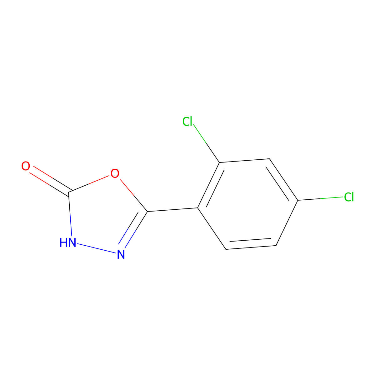5-(2,4-Dichlorophenyl)-1,3,4-oxadiazol-2-ol molecular structure, CAS 23767-45-5