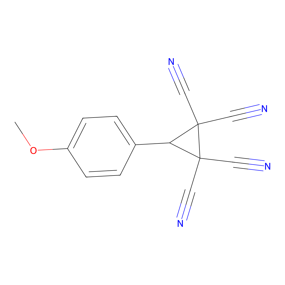 3-(4-Methoxyphenyl)cyclopropane-1,1,2,2-tetracarbonitrile molecular structure, CAS 23767-72-8