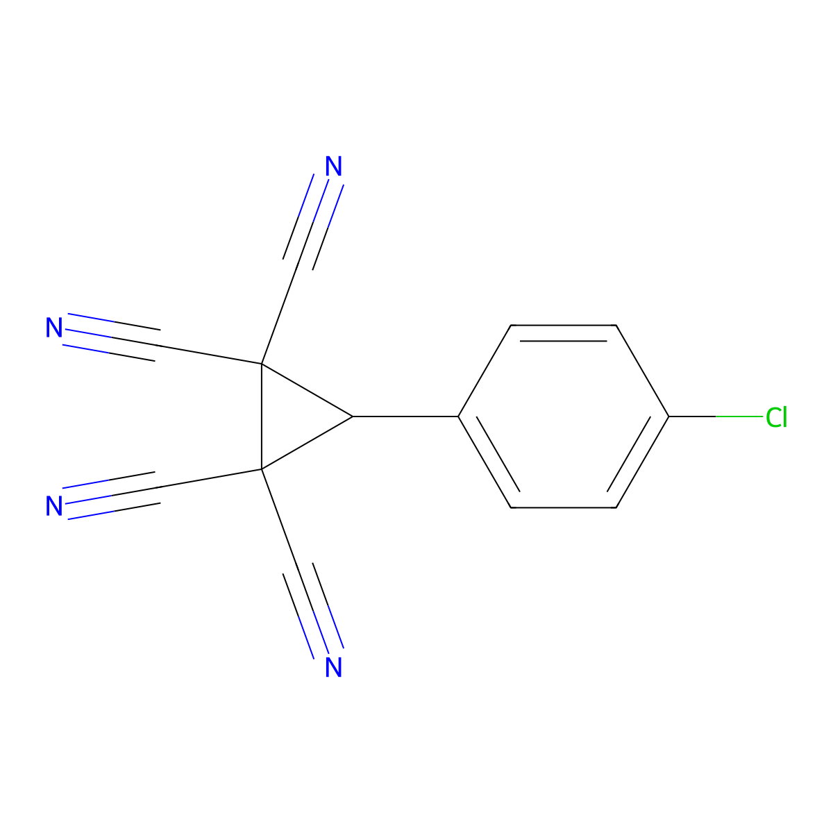 3-(4-Chlorophenyl)cyclopropane-1,1,2,2-tetracarbonitrile molecular structure, CAS 23767-80-8