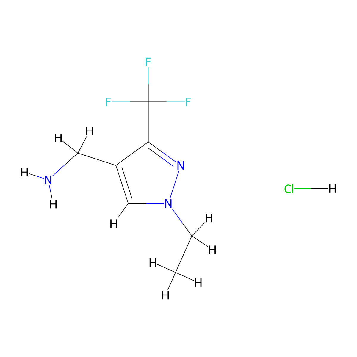 1-[1-ethyl-3-(trifluoromethyl)-1H-pyrazol-4-yl]methanamine hydrochloride molecular structure, CAS 2376726-60-0